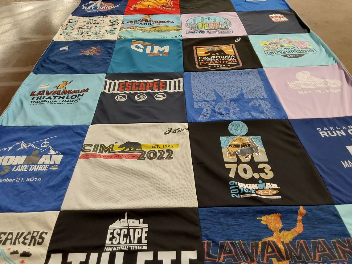 T-shirt quilt with sports, running themes by Jonathan from NV