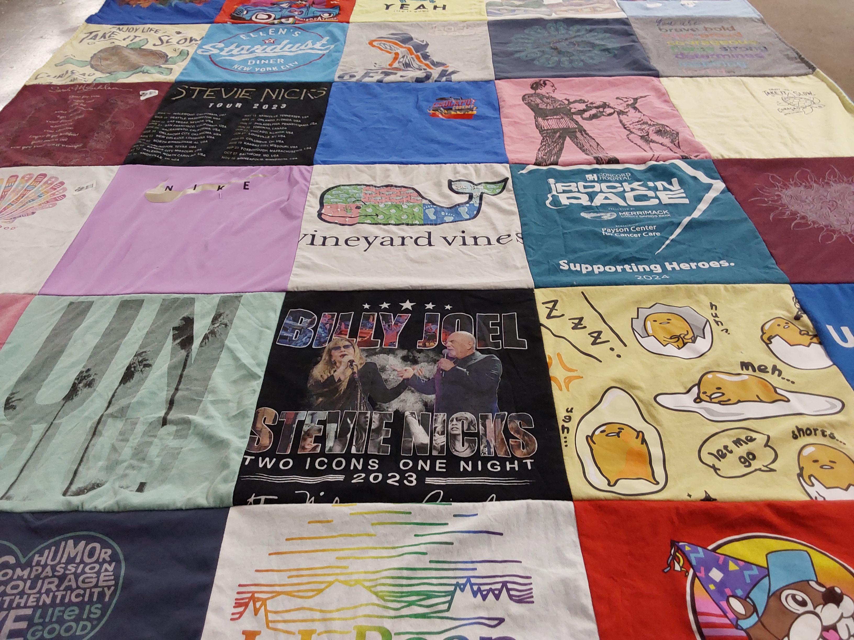 T-shirt quilt with music, food themes by Katharine from NH