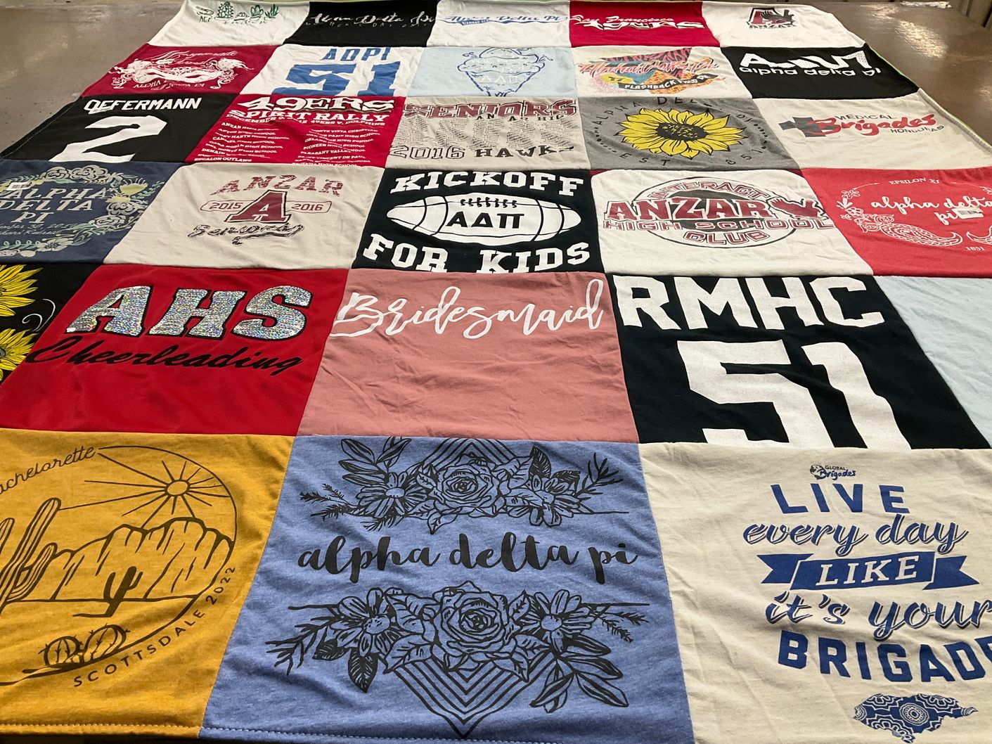 T-shirt quilt from anzar high school by Nancy from CA