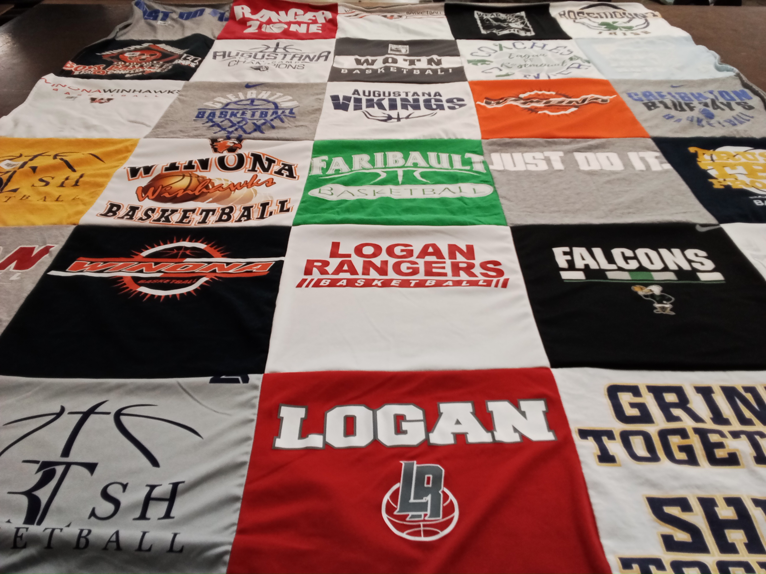T-shirt quilt featuring winona wildhawks, logan rangers basketball by Jennifer from MN