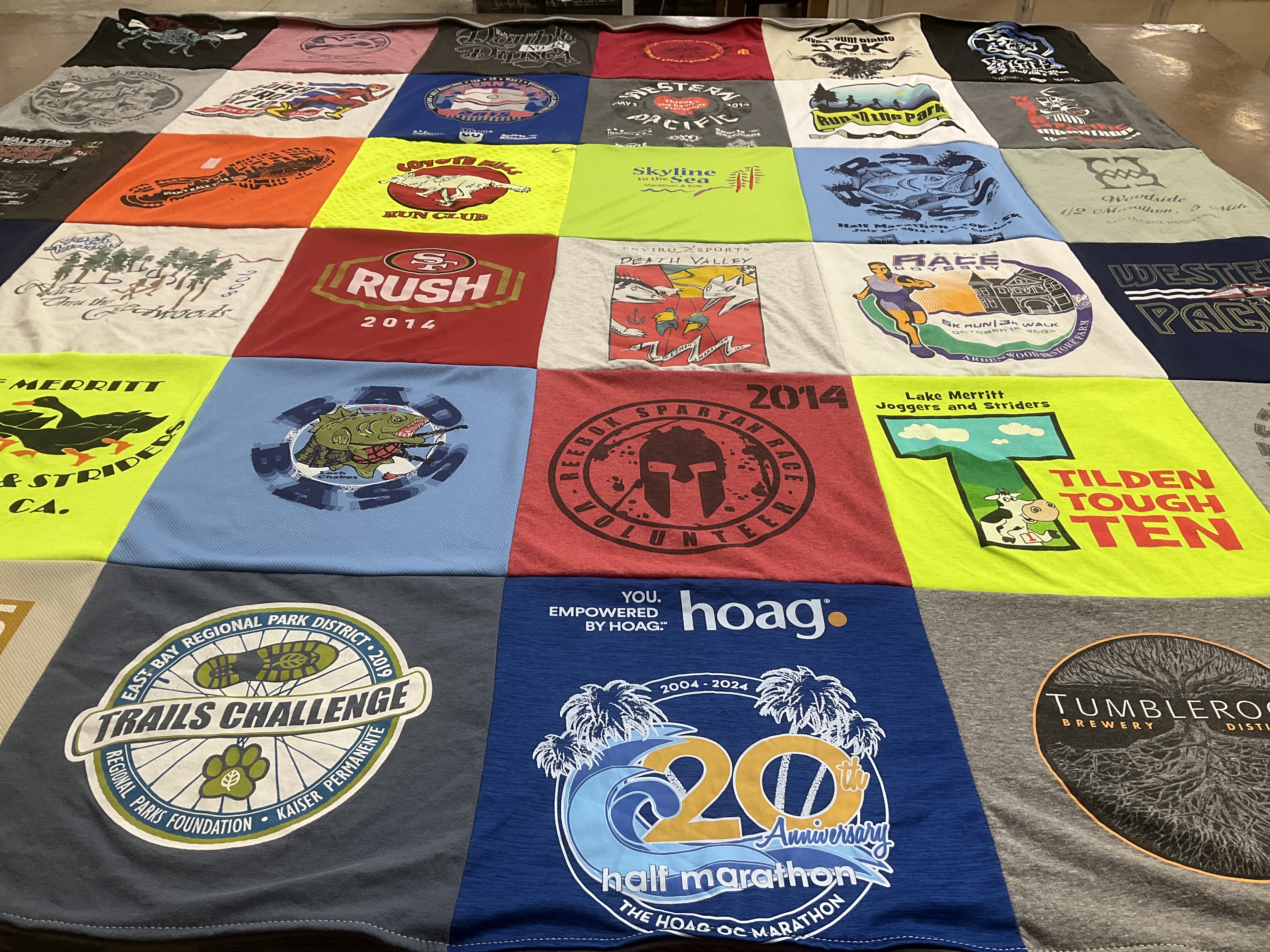 T-shirt quilt with running, marathons themes by Walter from CA