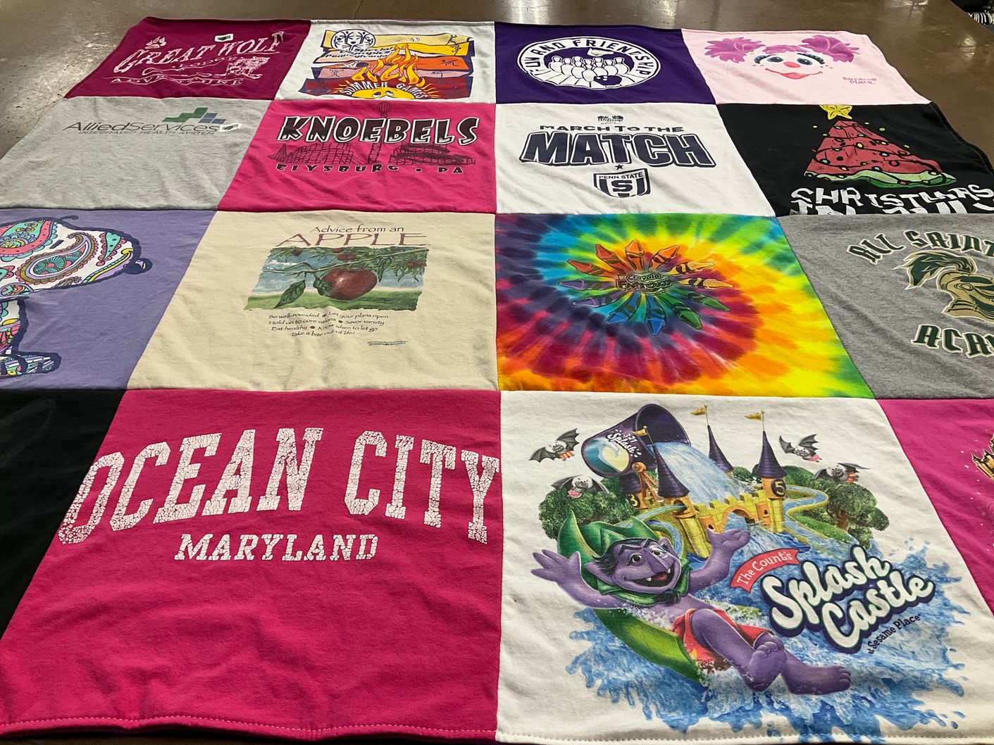 T-shirt quilt from penn state university, all saints academy by Bernie from PA