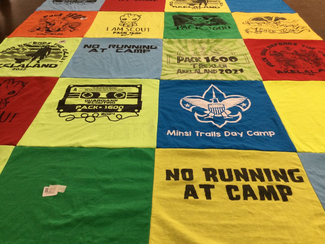 T-shirt quilt with scouting, camping themes by Kimberly from PA