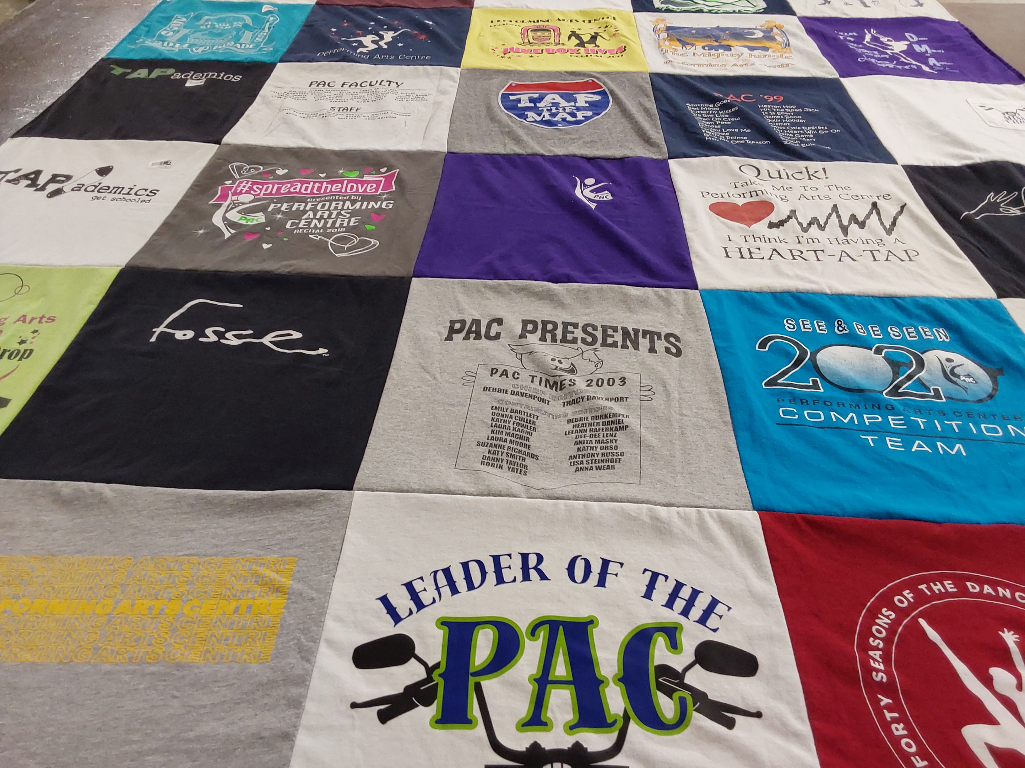 T-shirt quilt with performing arts, dance themes by Deborah from MO