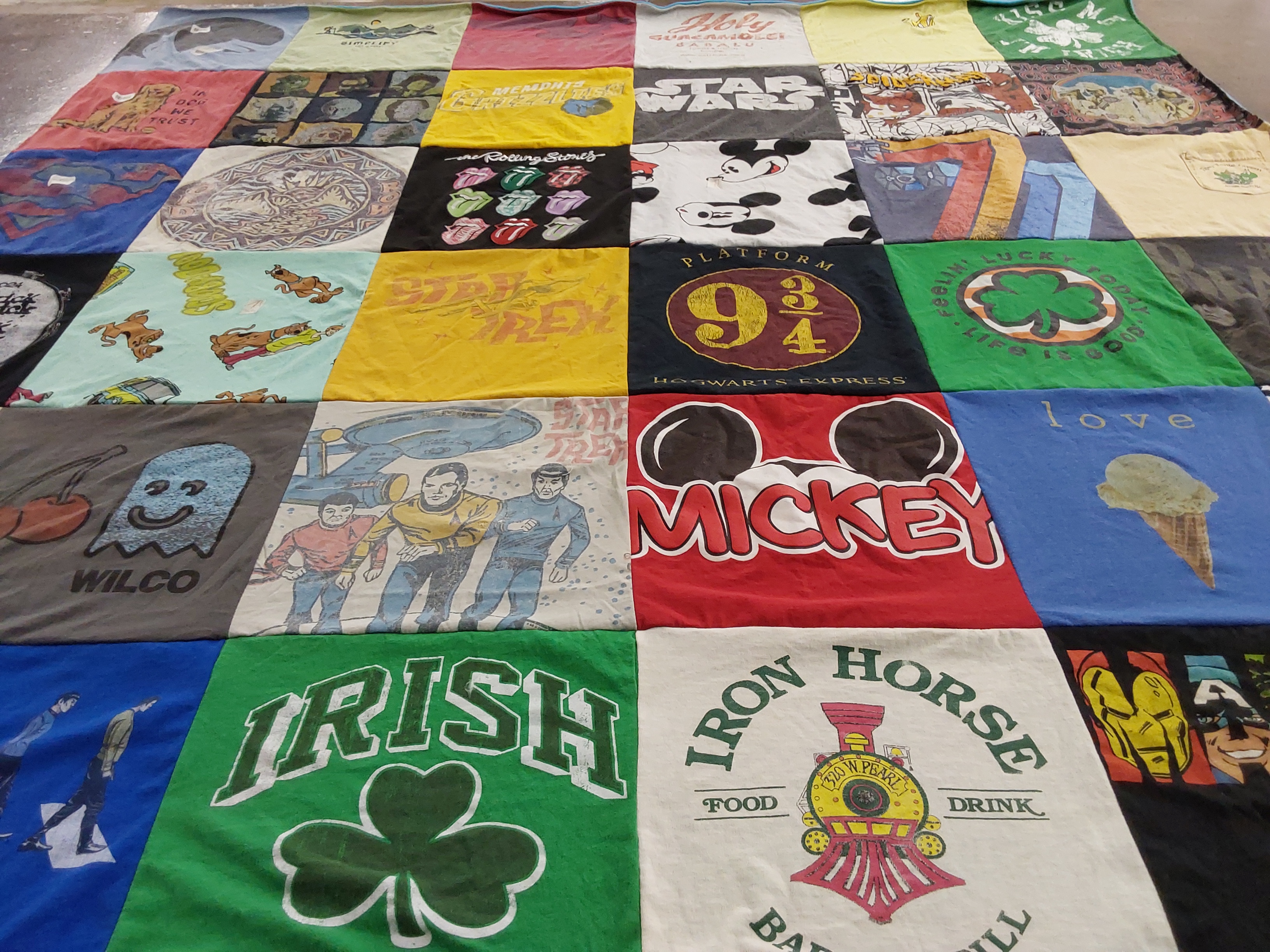 T-shirt quilt with comics, movies themes by Edward from FL