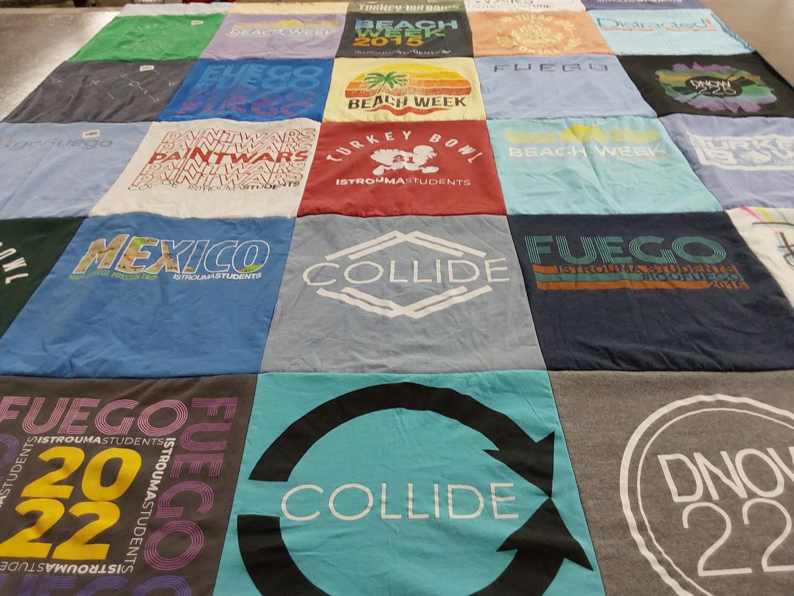T-shirt quilt with community service, events themes by Christine from LA