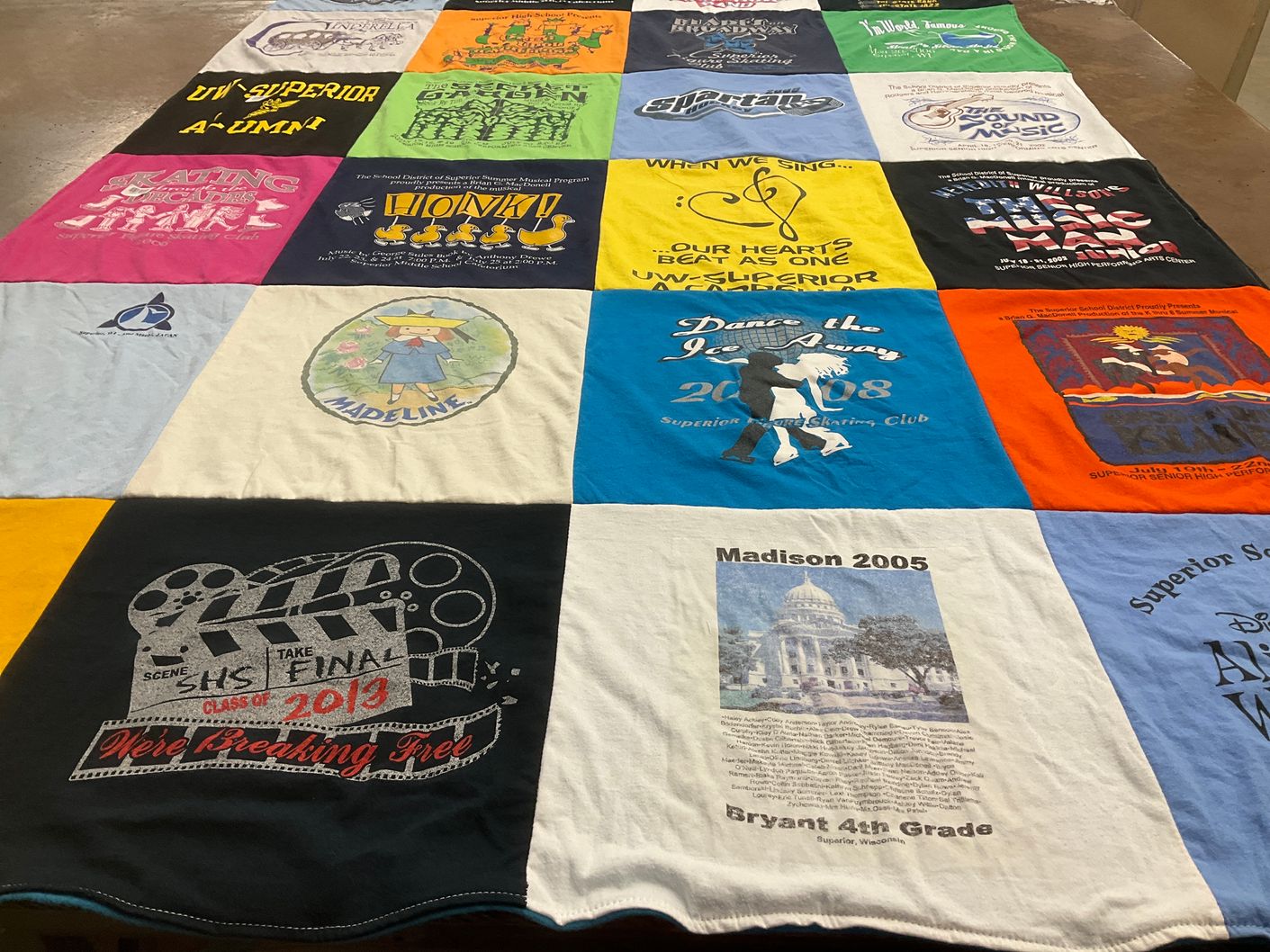 T-shirt quilt from university of wisconsin-superior, bryant elementary school by Betty from WI