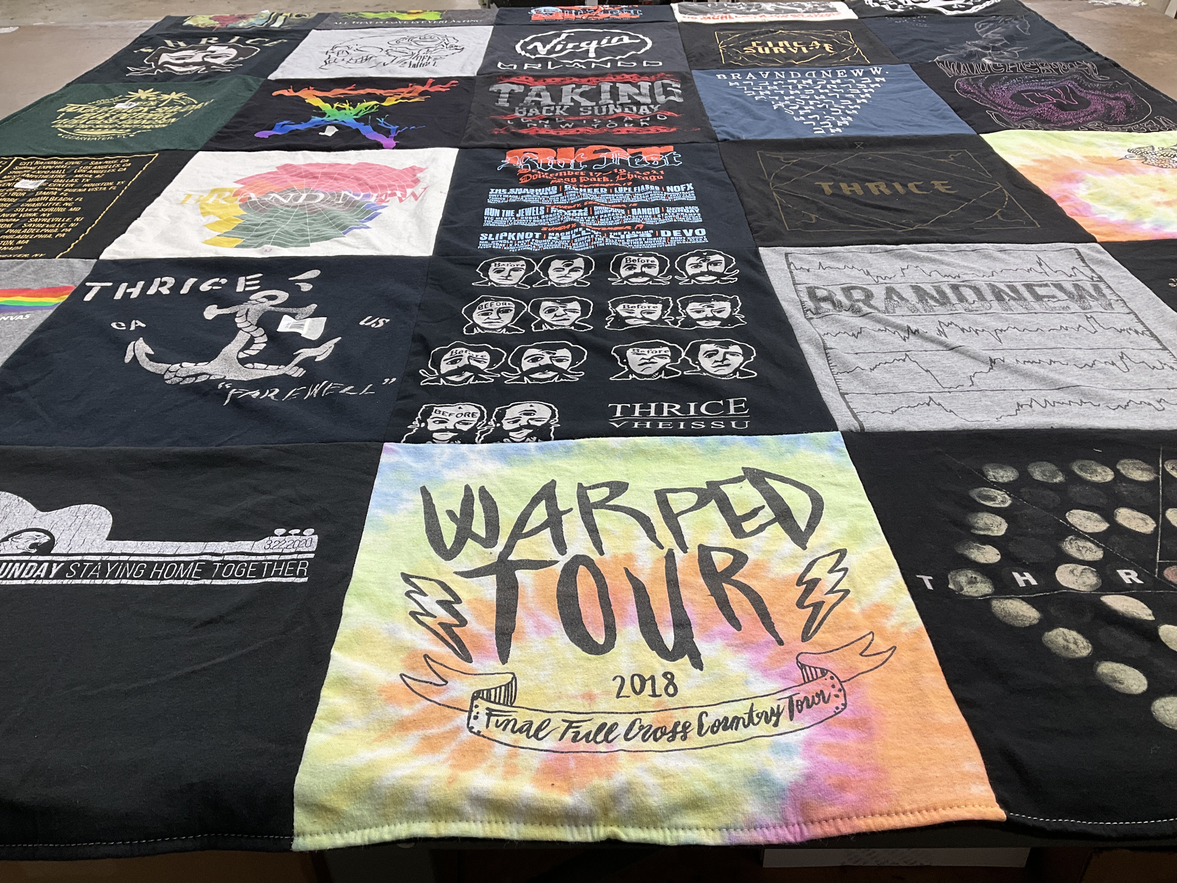 T-shirt quilt with music, concerts themes by Virginia from FL