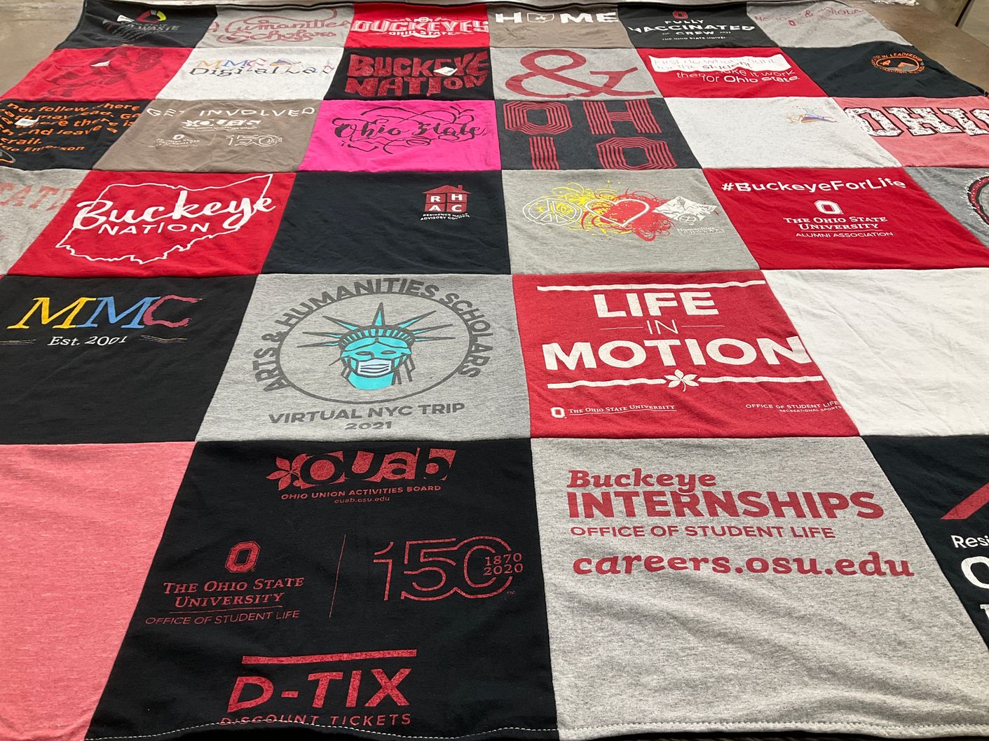 T-shirt quilt from the ohio state university by Candace from OH