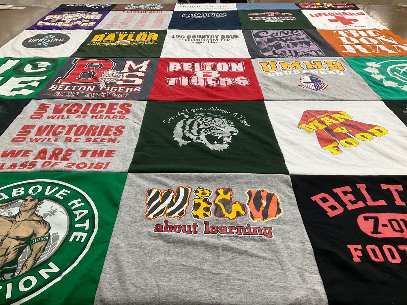 T-shirt quilt featuring belton tigers by Sharon from TX