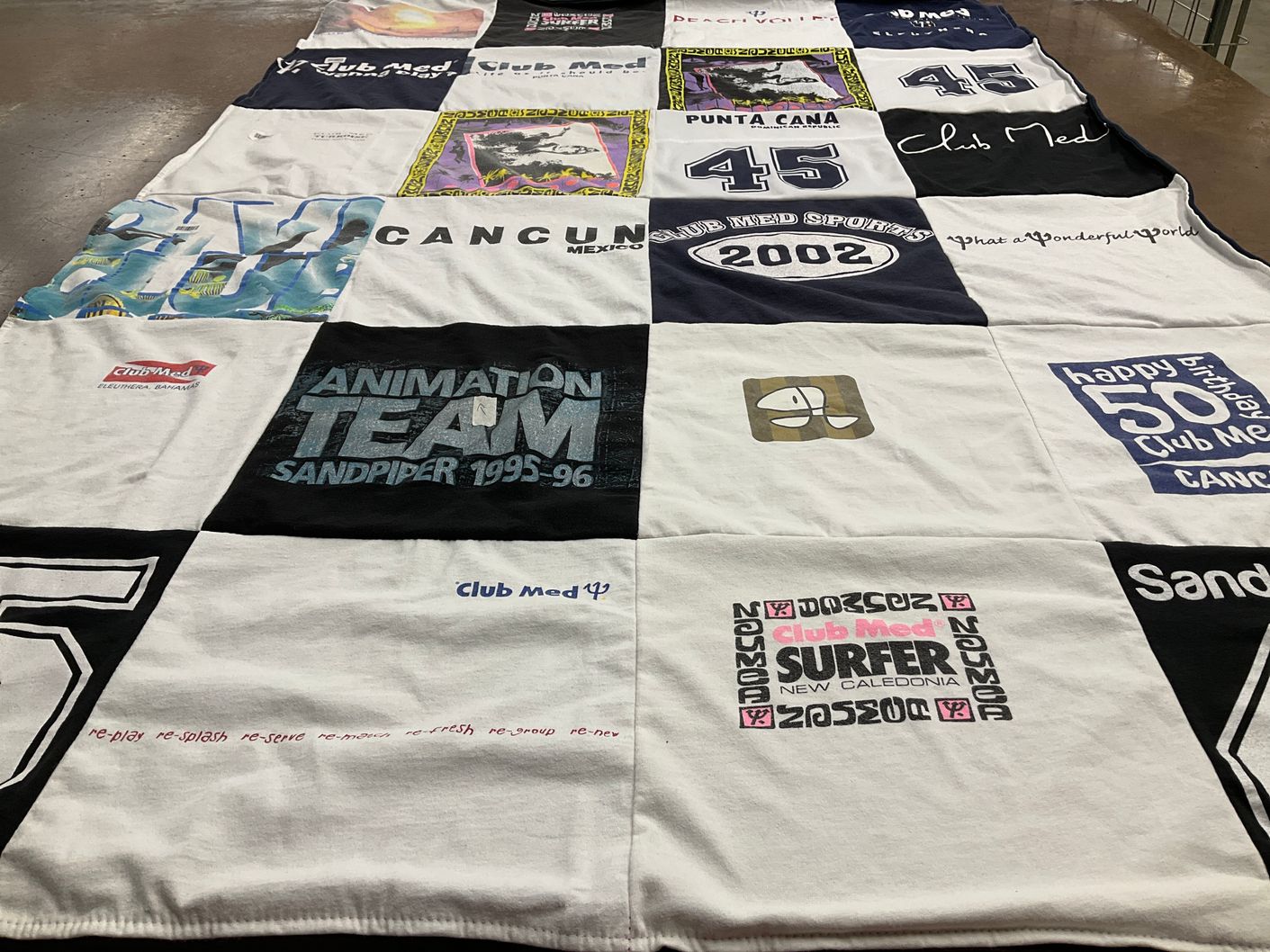 T-shirt quilt with travel, animation themes by Linda from FL