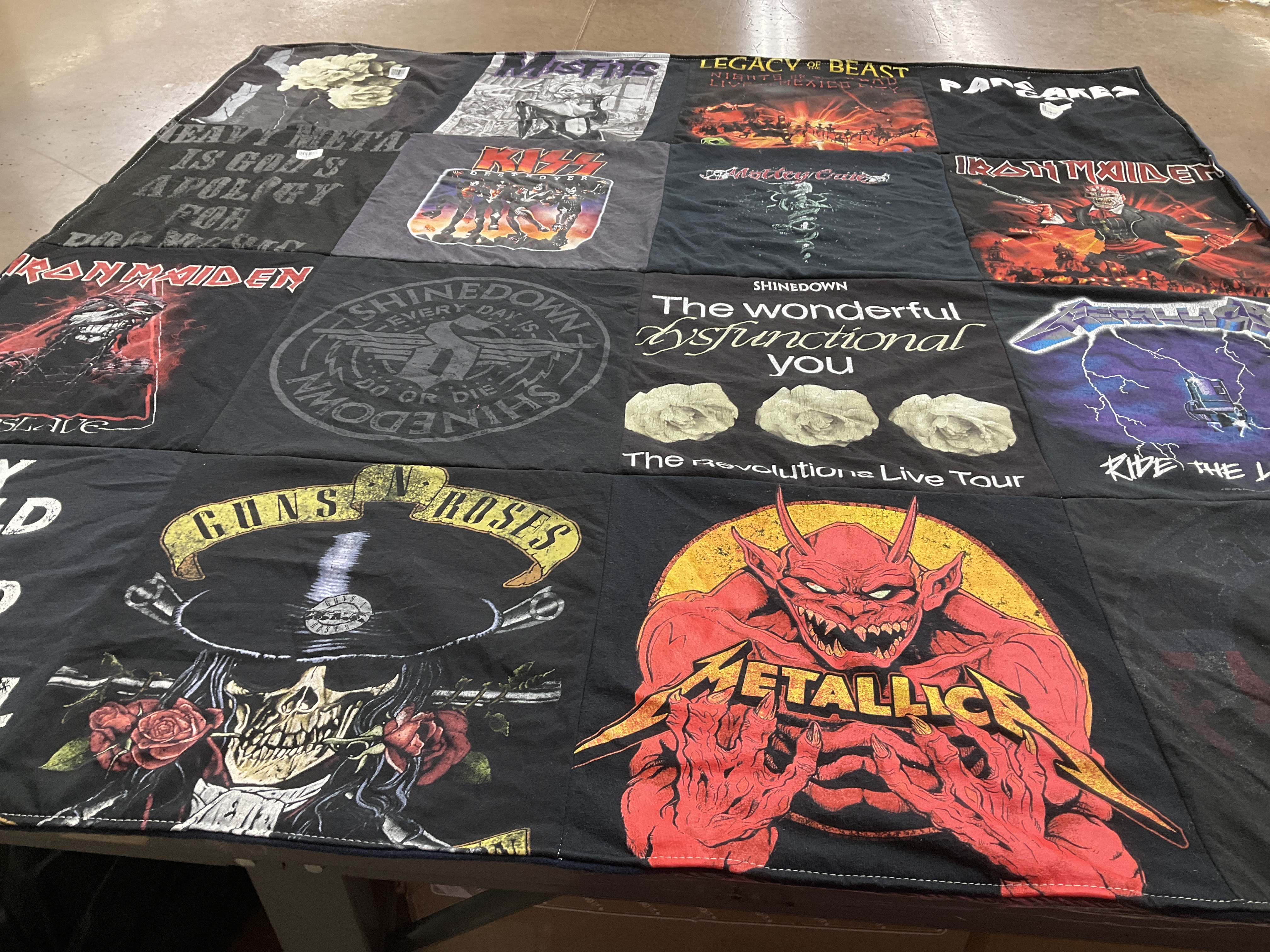 T-shirt quilt with music, rock themes by Kelly from PA