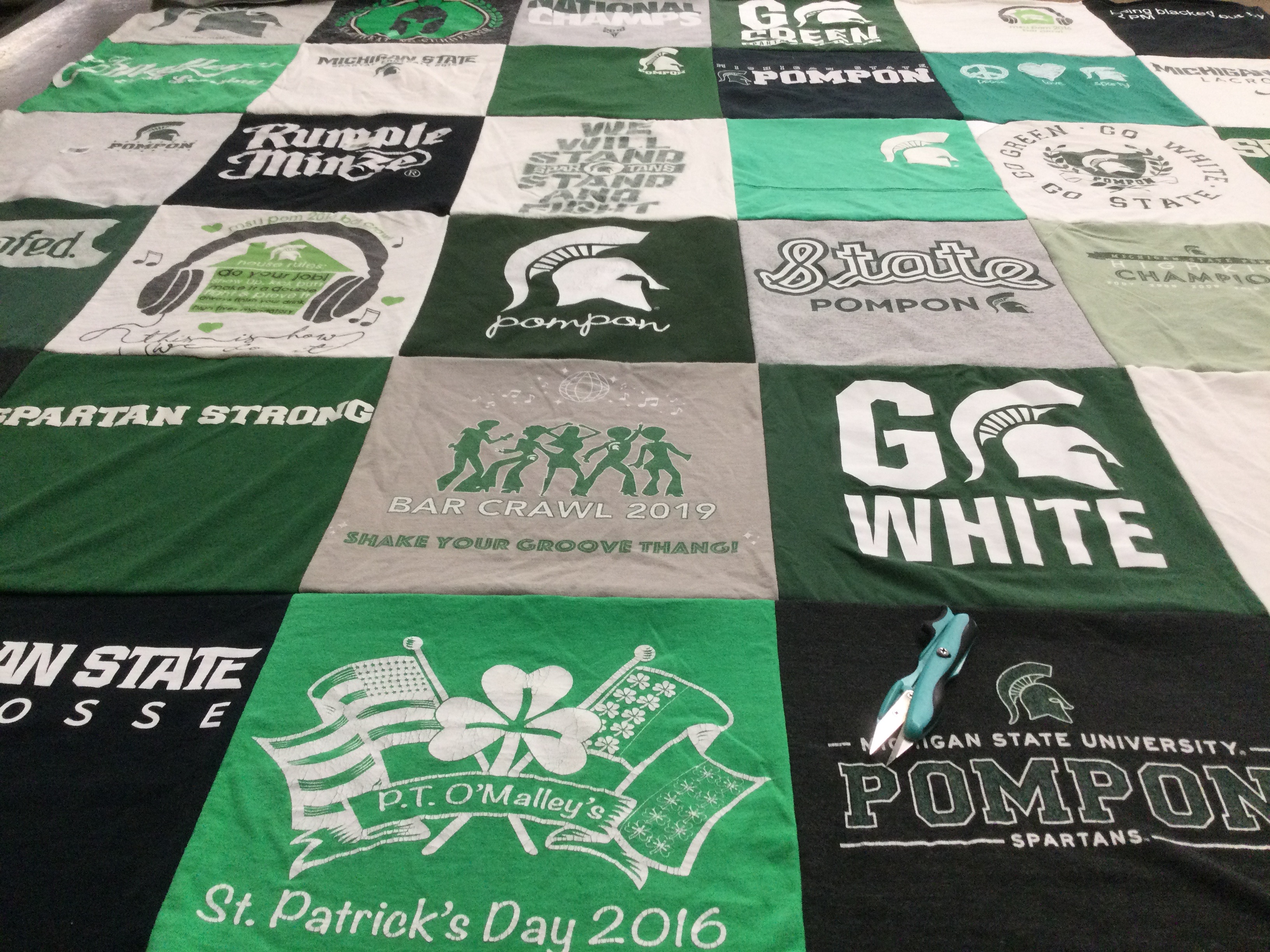 T-shirt quilt featuring michigan state university spartans by Cali from MI