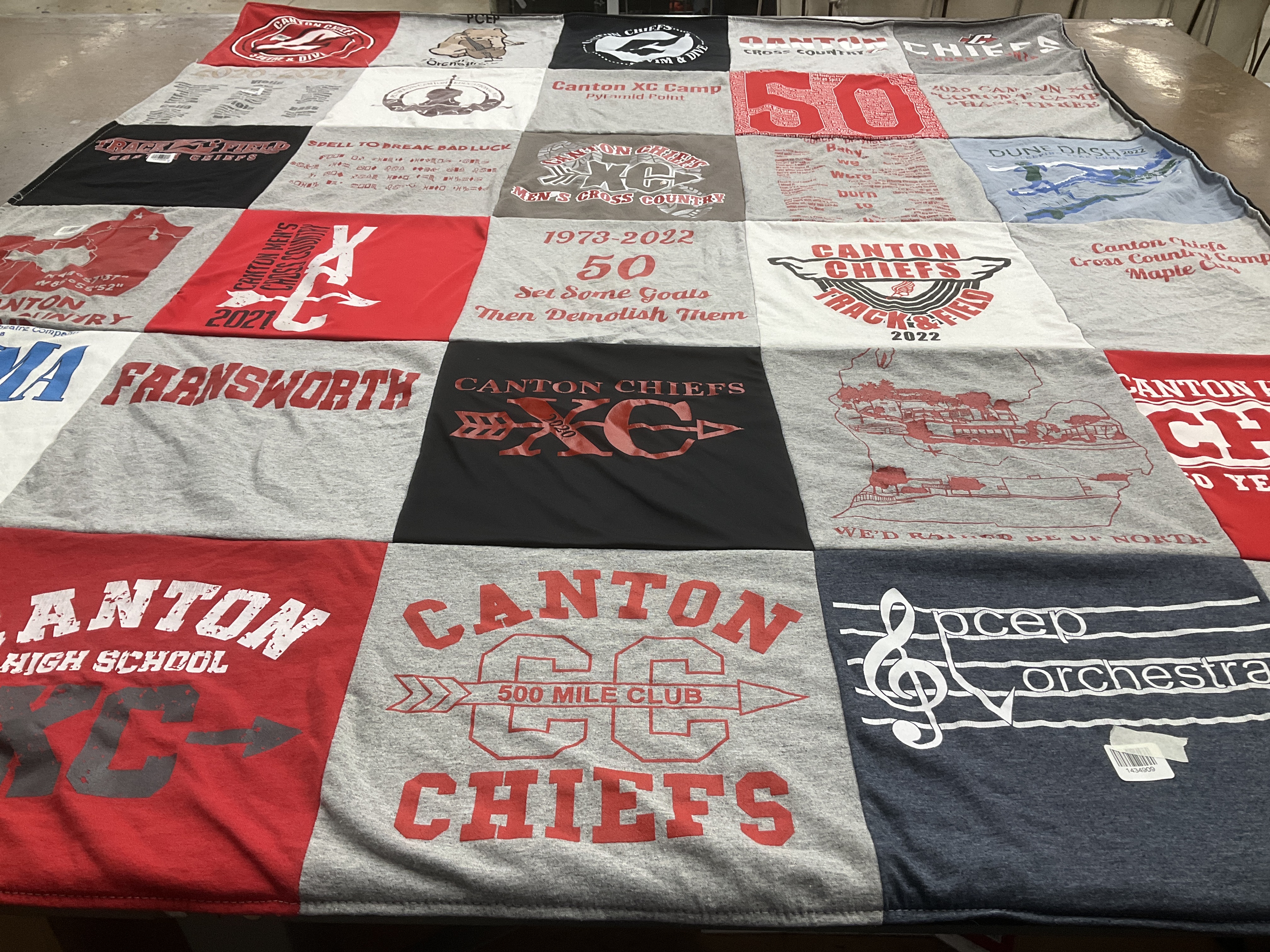 T-shirt quilt featuring canton chiefs by Melissa from UT