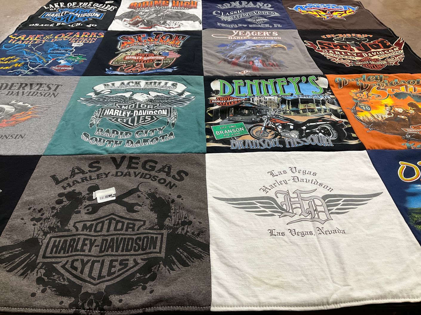 T-shirt quilt with motorcycles, travel themes by thomas from MO