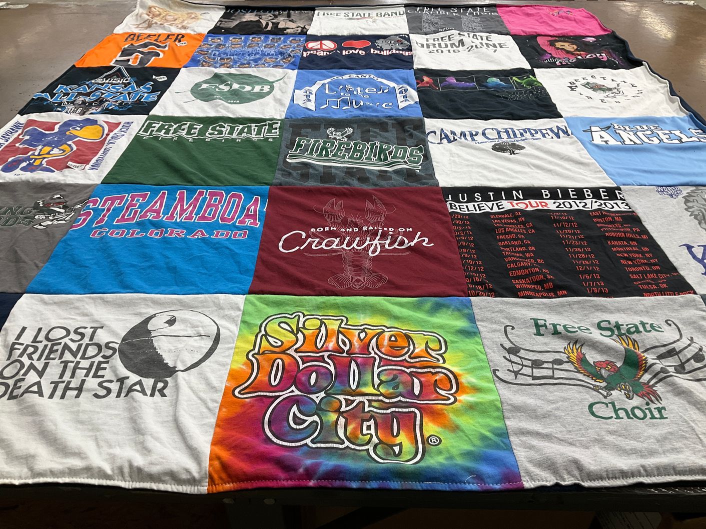 T-shirt quilt featuring free state firebirds, kansas jayhawks by Quincy from MO