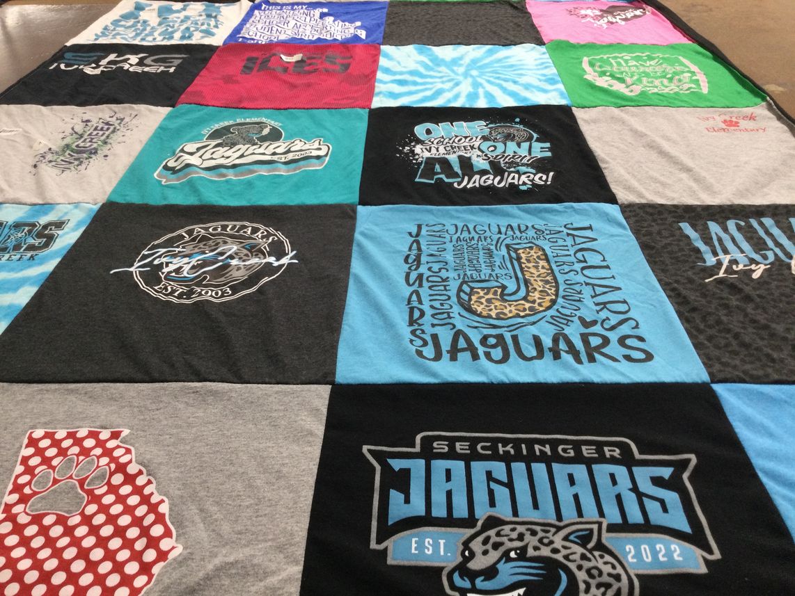 T-shirt quilt featuring seckinger jaguars by meagan from GA