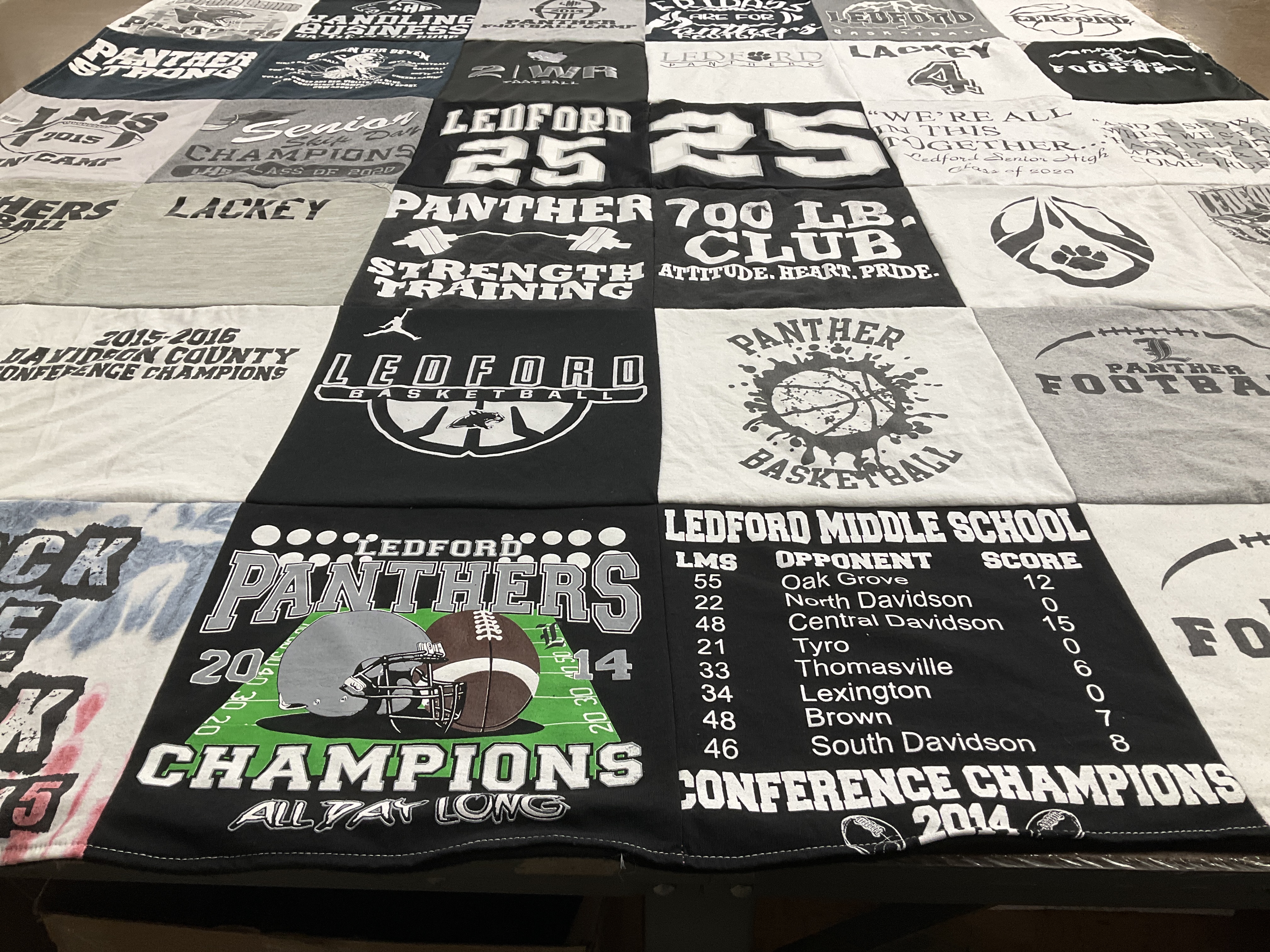 T-shirt quilt featuring ledford panthers by Lisa from NC