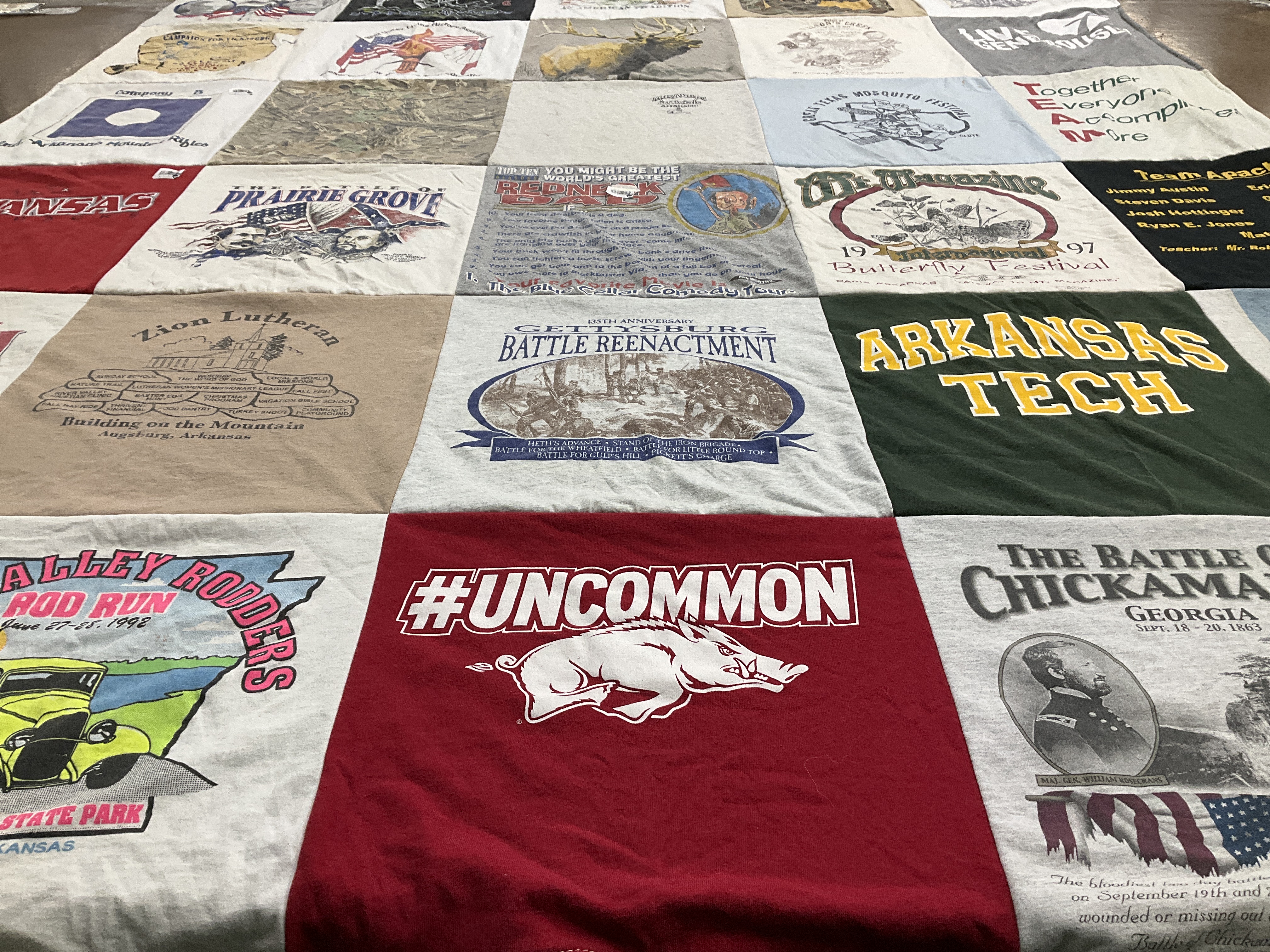 T-shirt quilt from arkansas tech university by Linda from AR