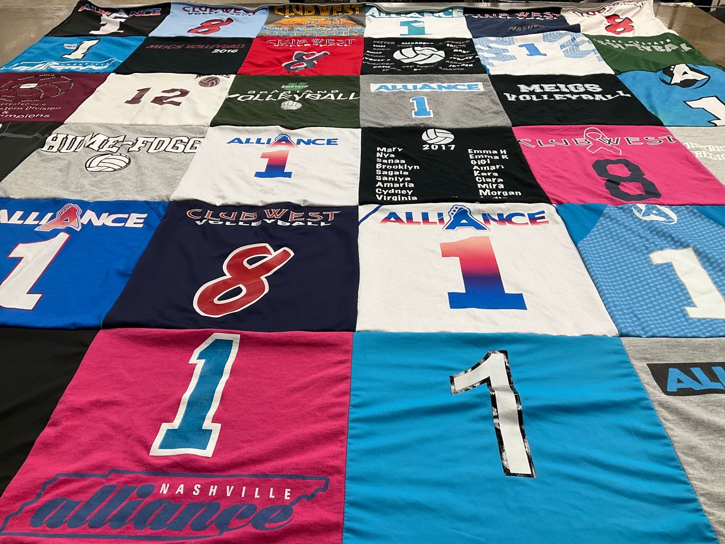 T-shirt quilt with volleyball themes by Felicia from TN