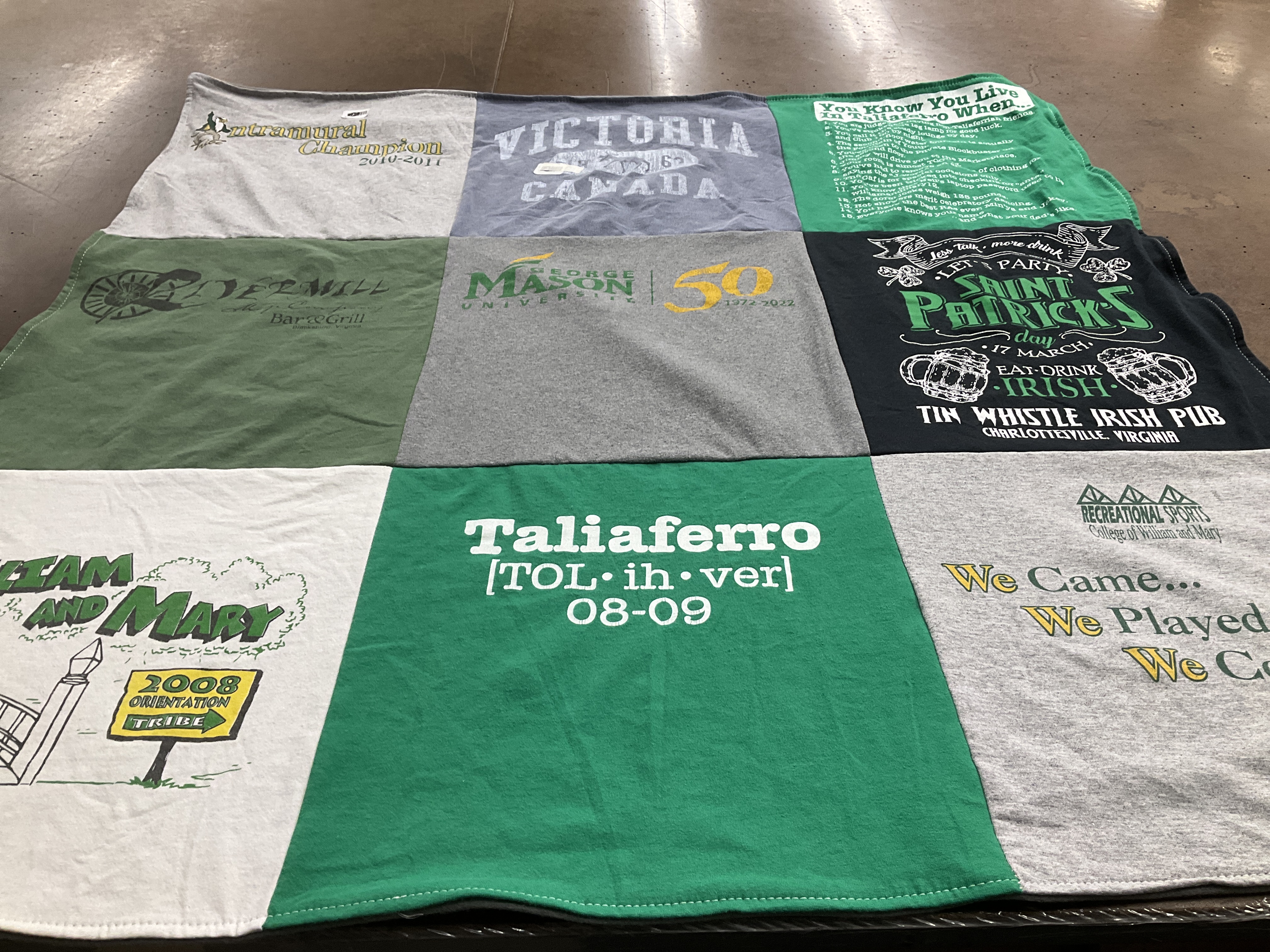 T-shirt quilt from george mason university, college of william and mary by Thomas from VA