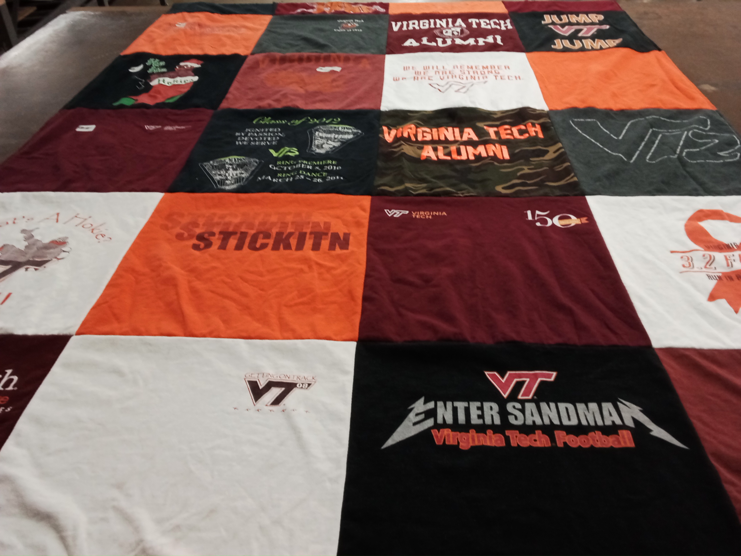 T-shirt quilt featuring virginia tech football by Bryn from VA