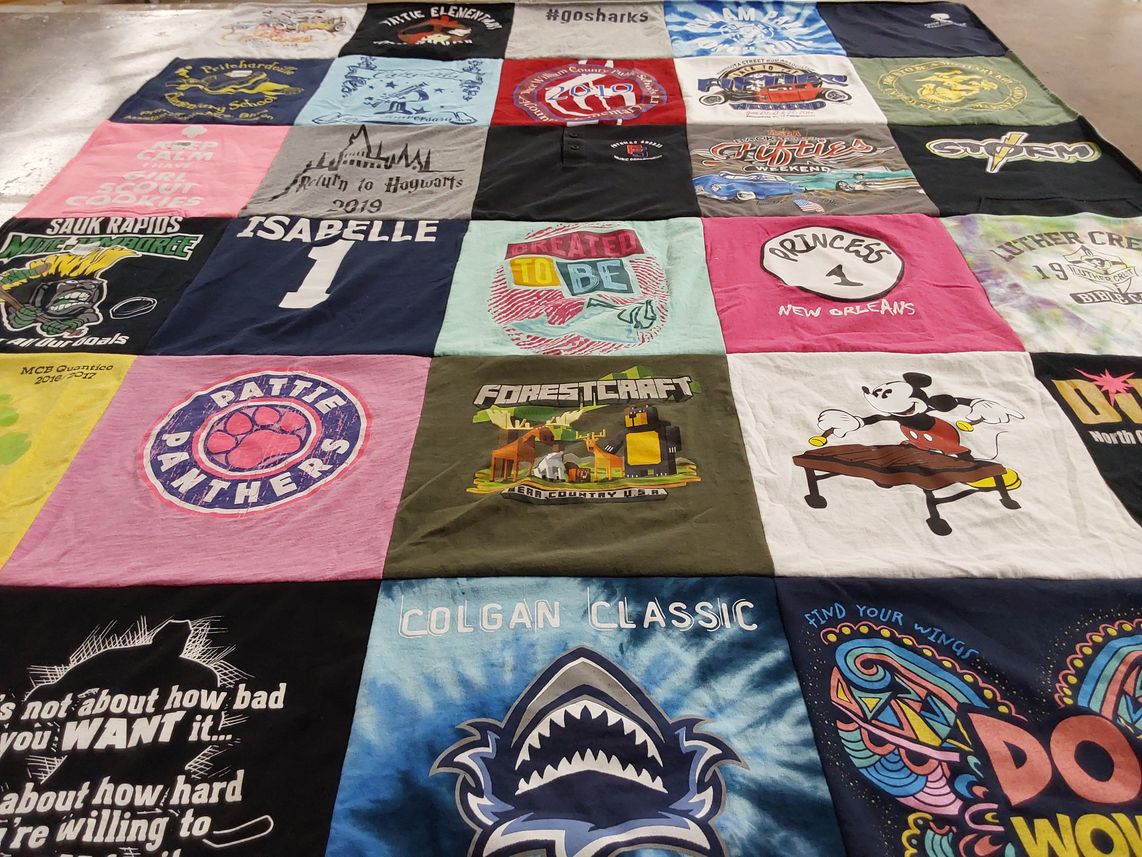 T-shirt quilt featuring pattie elementary school, sauk rapids high school by Denielle from VA