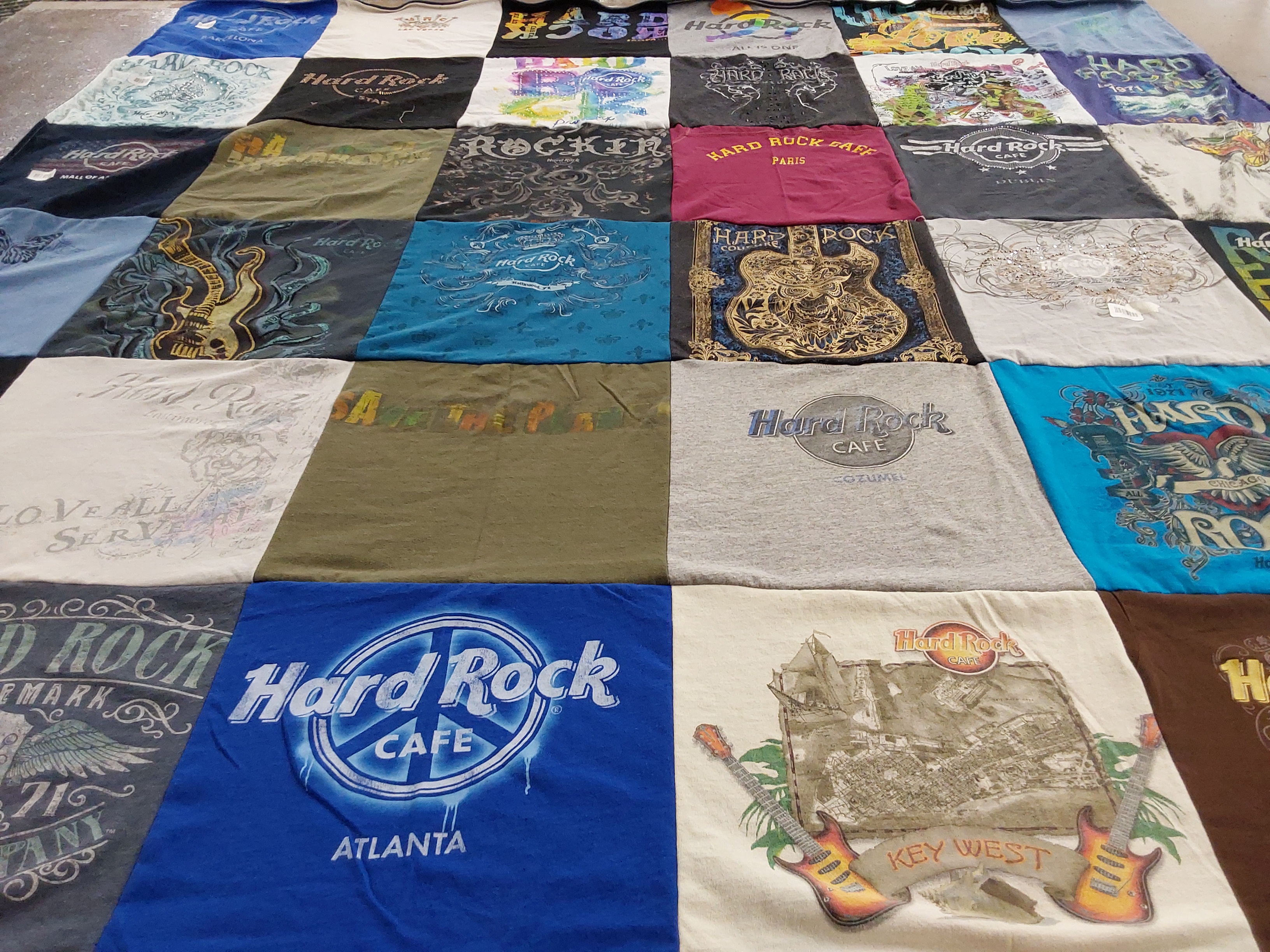 T-shirt quilt with music, travel themes by Michael from WV