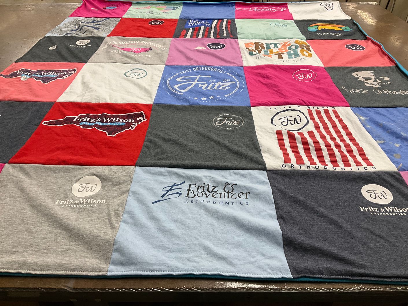 T-shirt quilt with dentistry, healthcare themes by Michael Cliff from NC