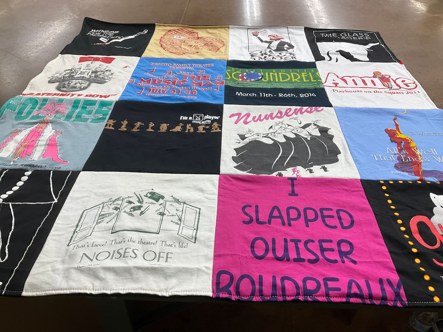 T-shirt quilt with theater, musical themes by Jeanna from TN