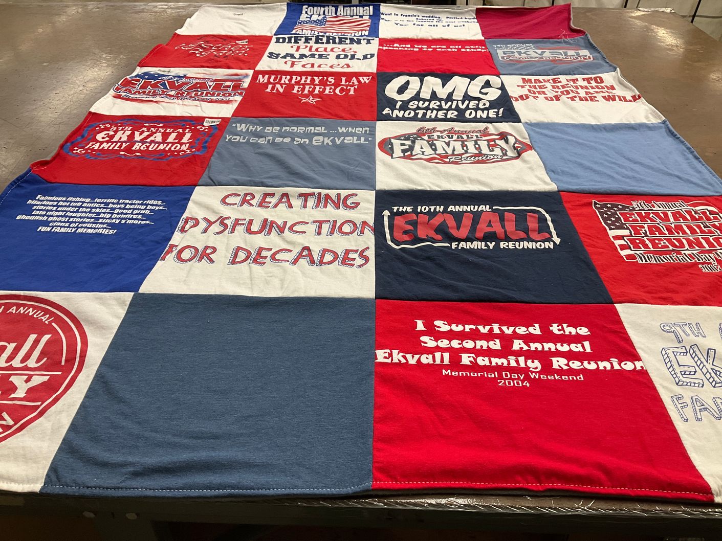 T-shirt quilt with family reunions themes by Cristin from TX