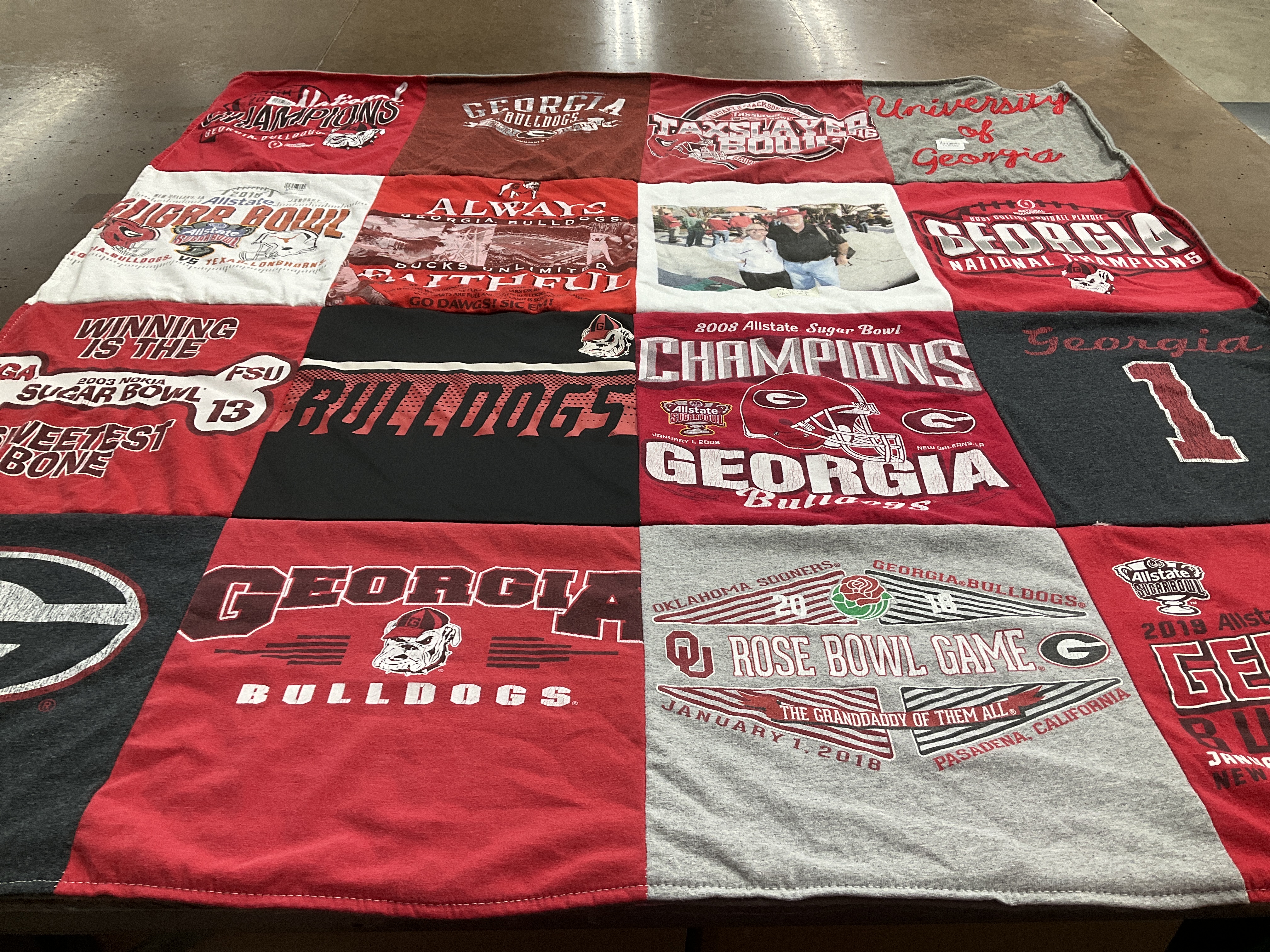 T-shirt quilt featuring georgia bulldogs by Elizabeth from GA