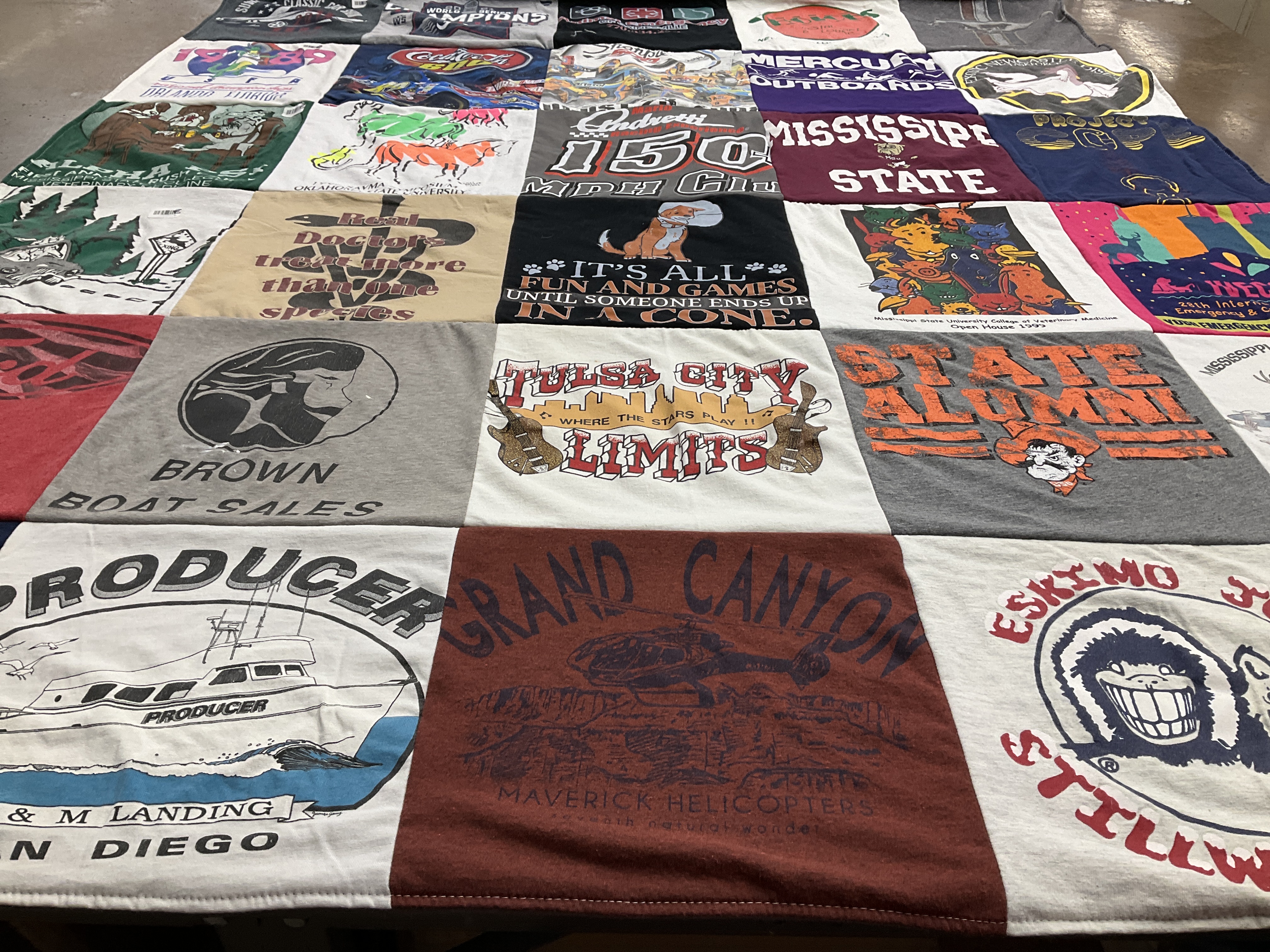 T-shirt quilt featuring tulsa university, mississippi state university by Lanette from NM