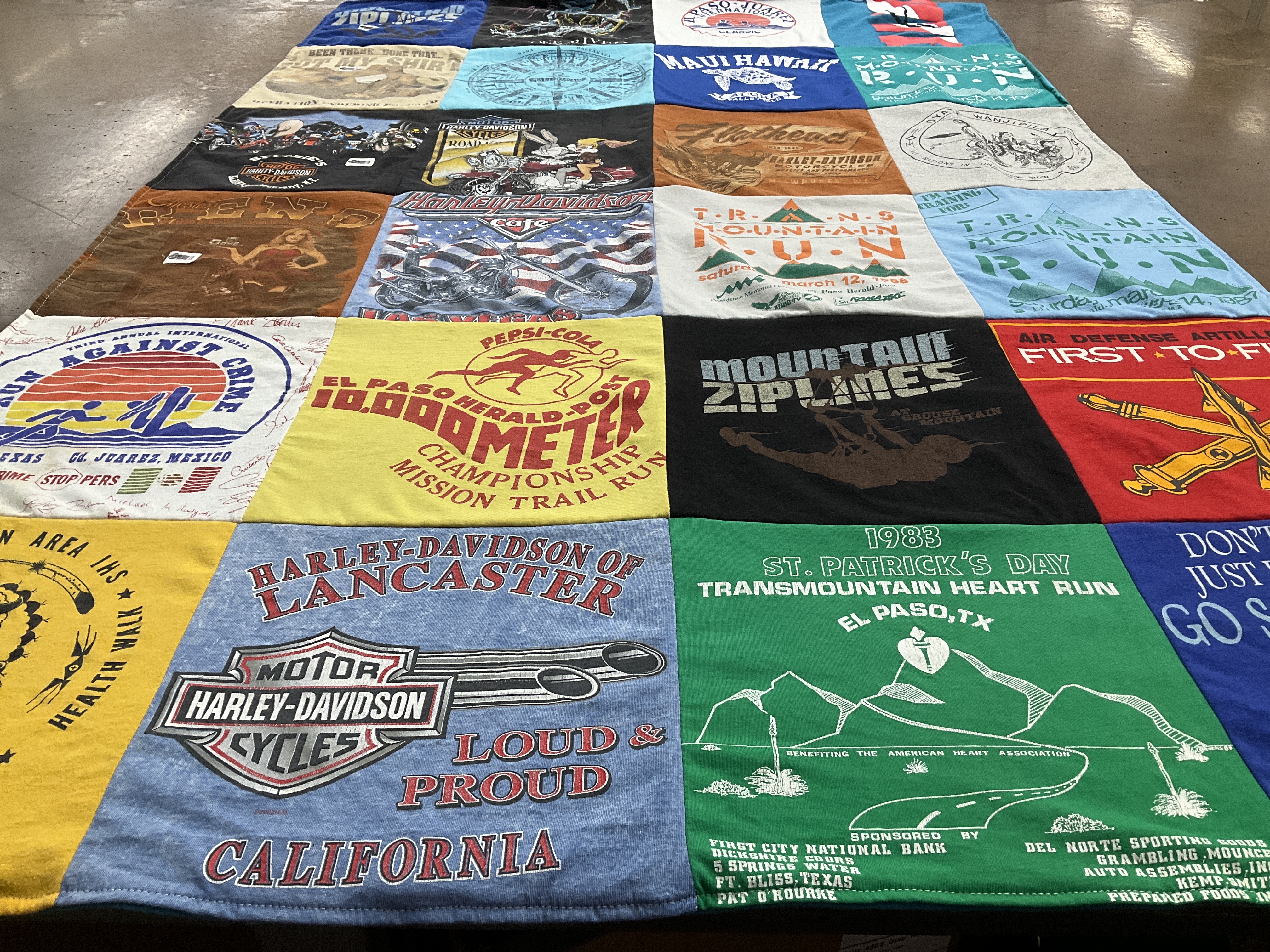 T-shirt quilt with motorcycling, running themes by Terri from WA