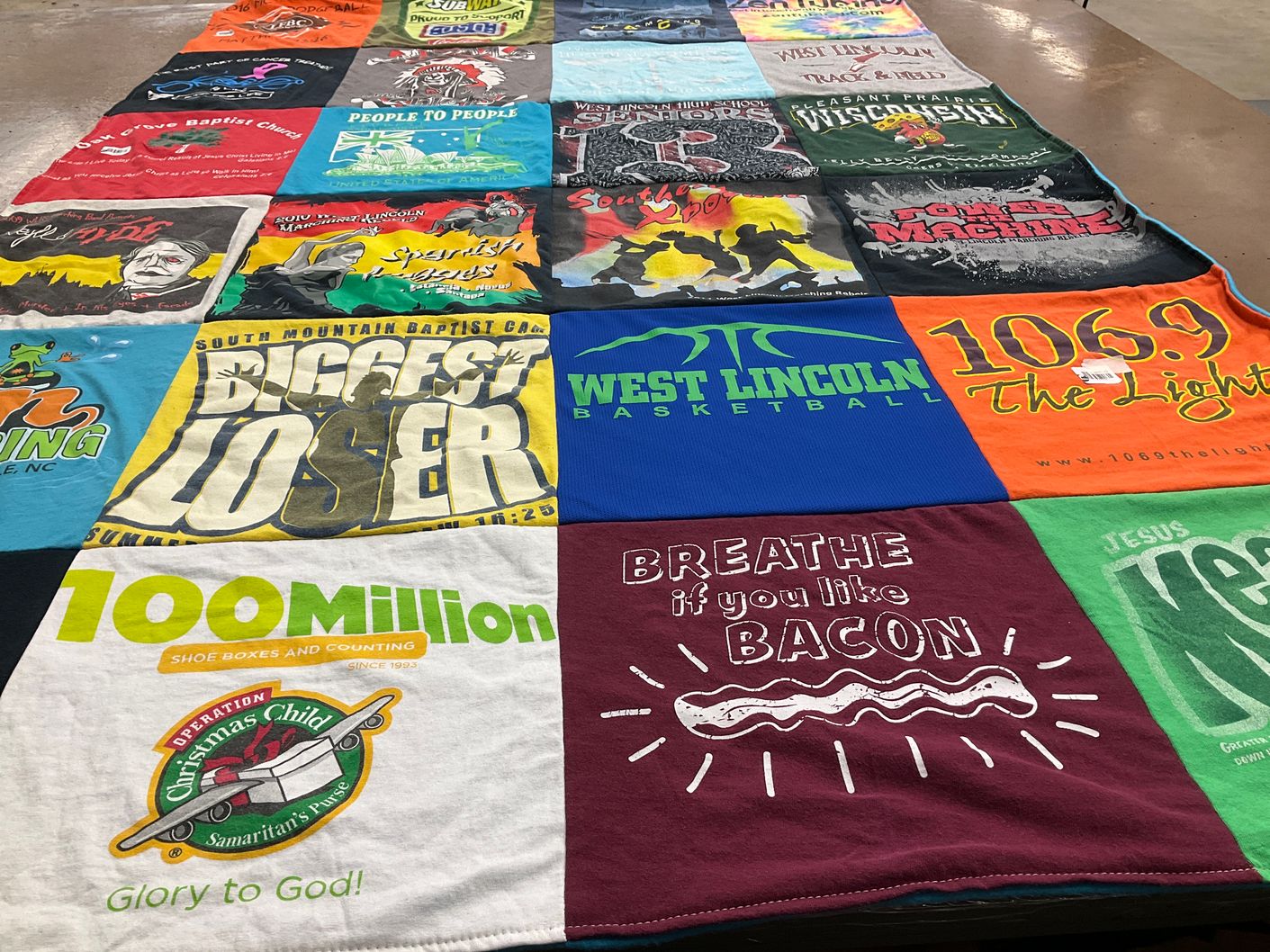 T-shirt quilt featuring west lincoln basketball by Jordan from NC