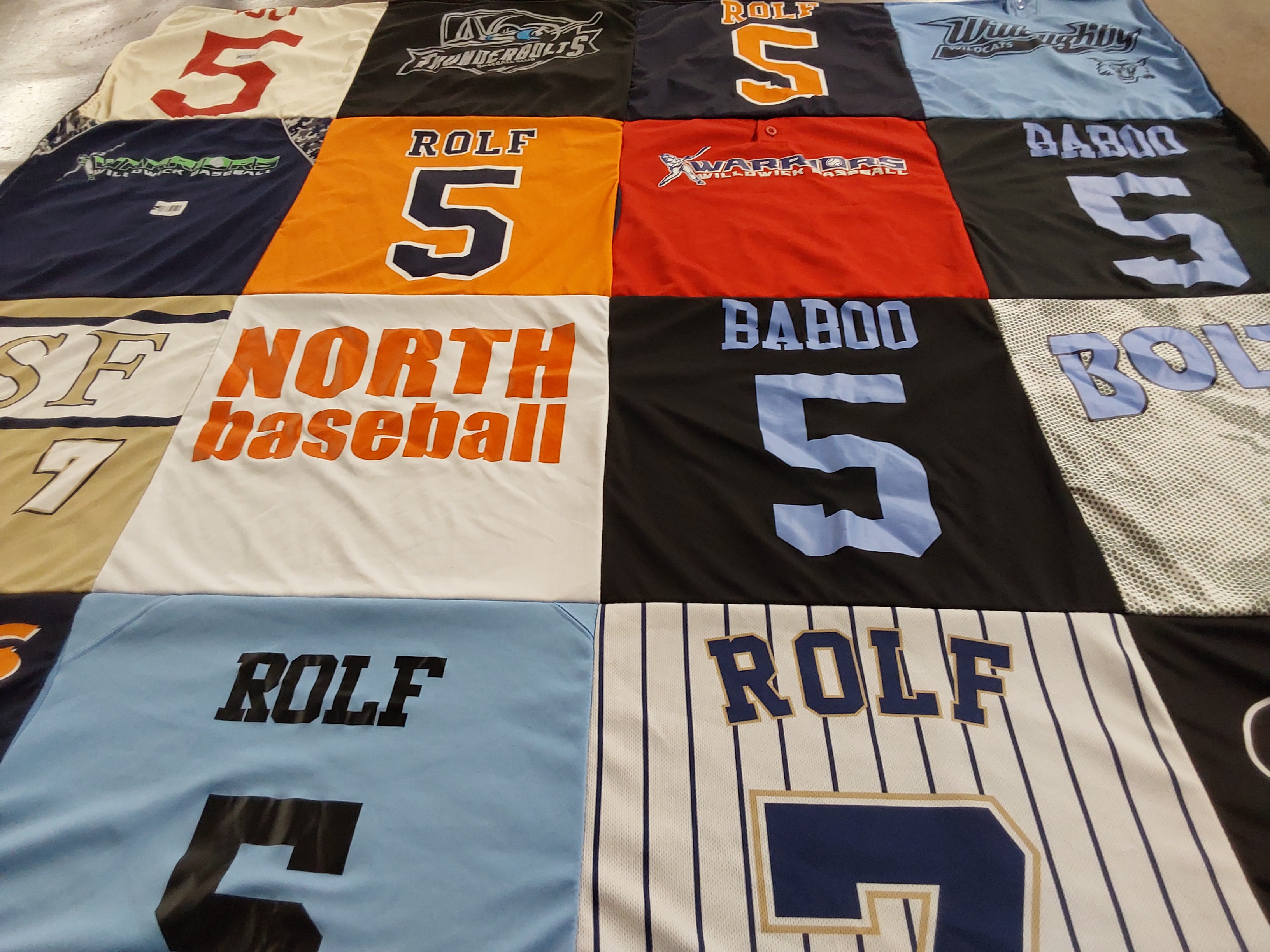 T-shirt quilt with baseball themes by Sarah from OH