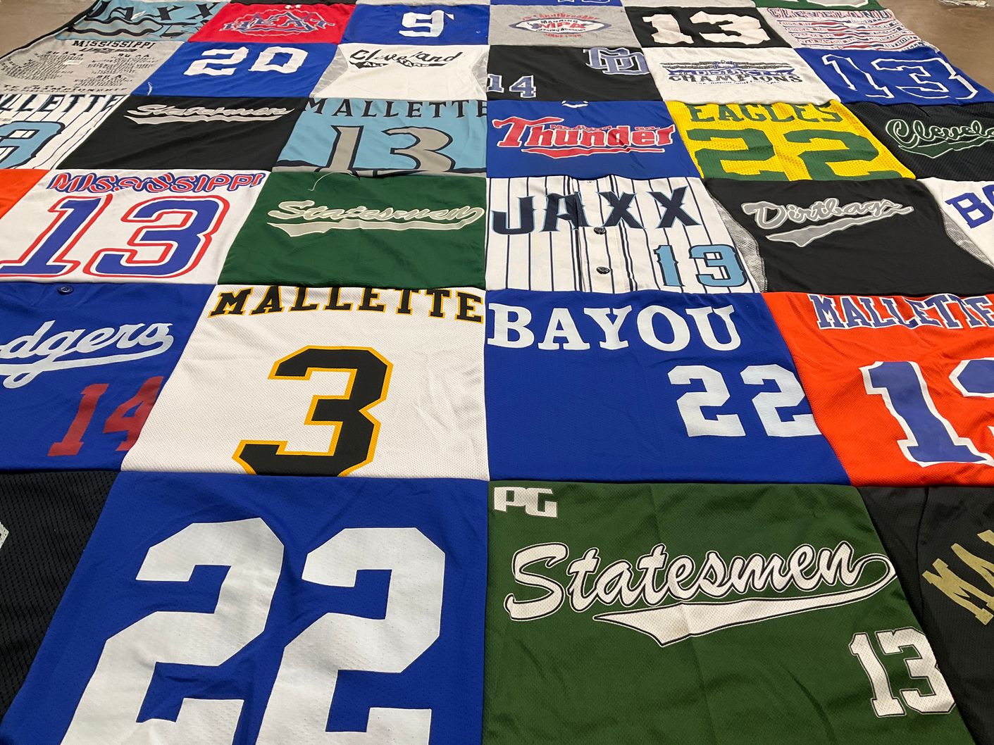 T-shirt quilt with baseball themes by Elise from MS