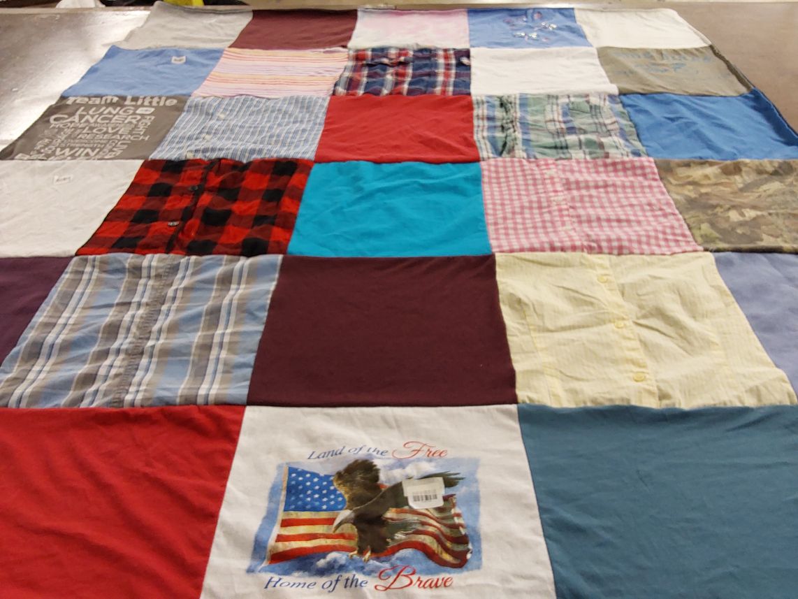 T-shirt quilt with health, patriotism themes by michelle from MI