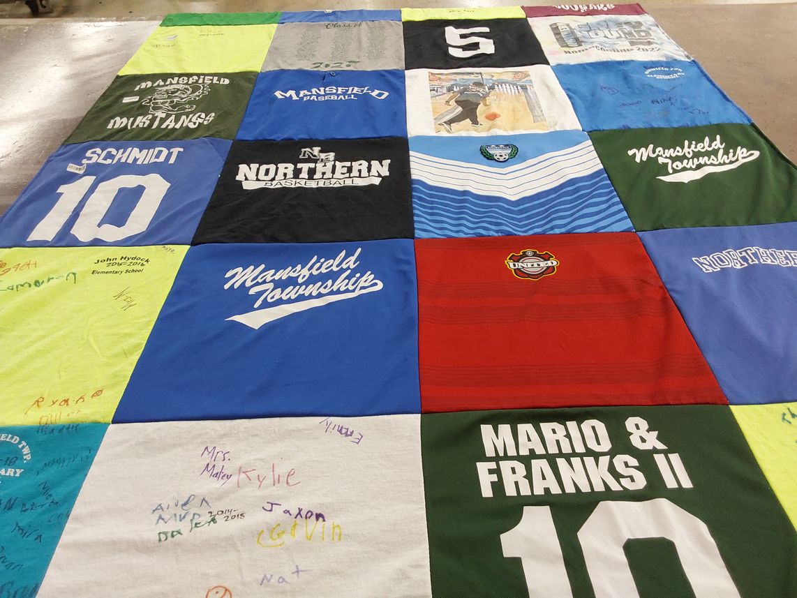 T-shirt quilt featuring mansfield murtangs, northern basketball by Kristen from NJ