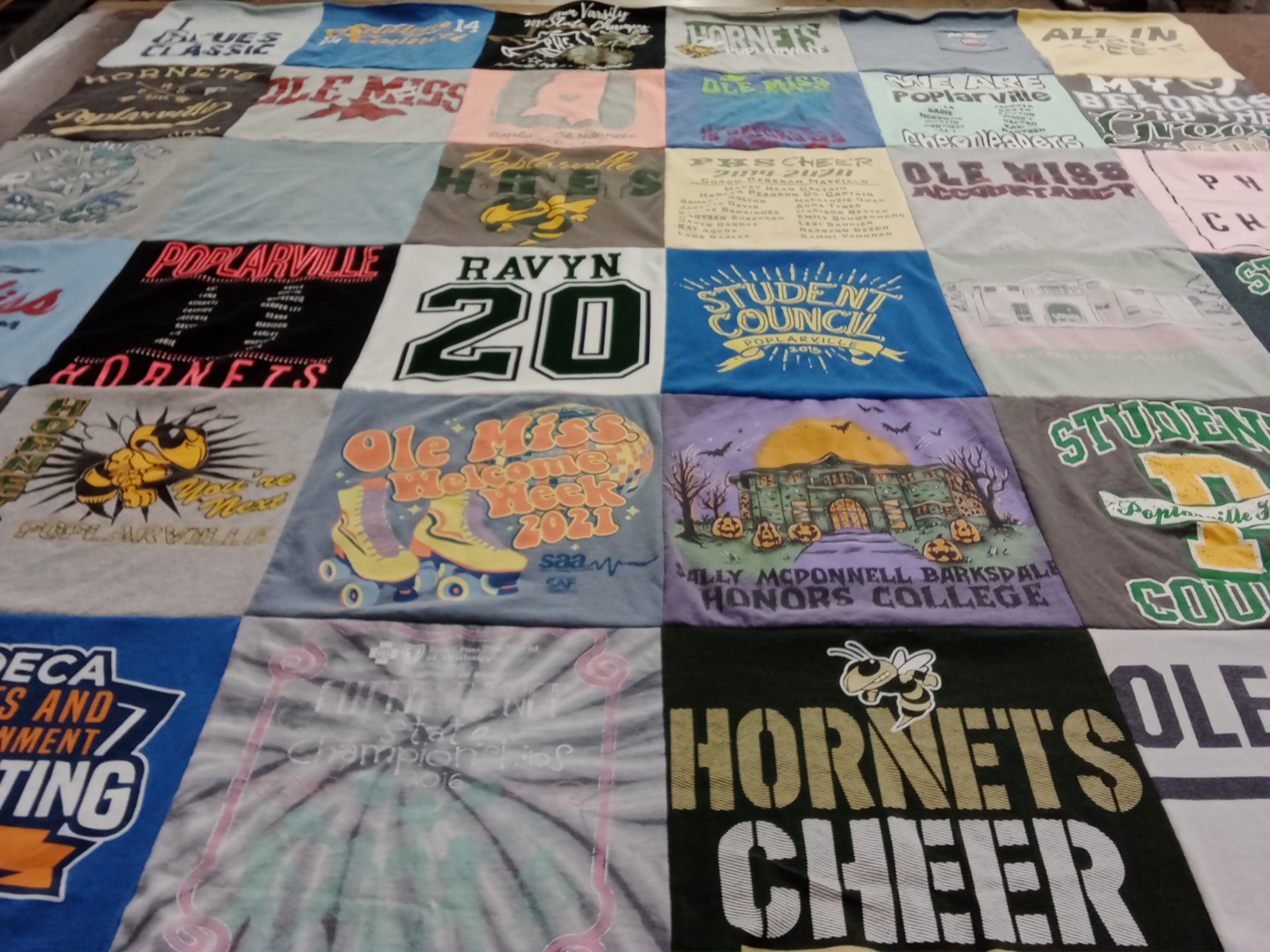 T-shirt quilt featuring hornets by Ravyn from MS