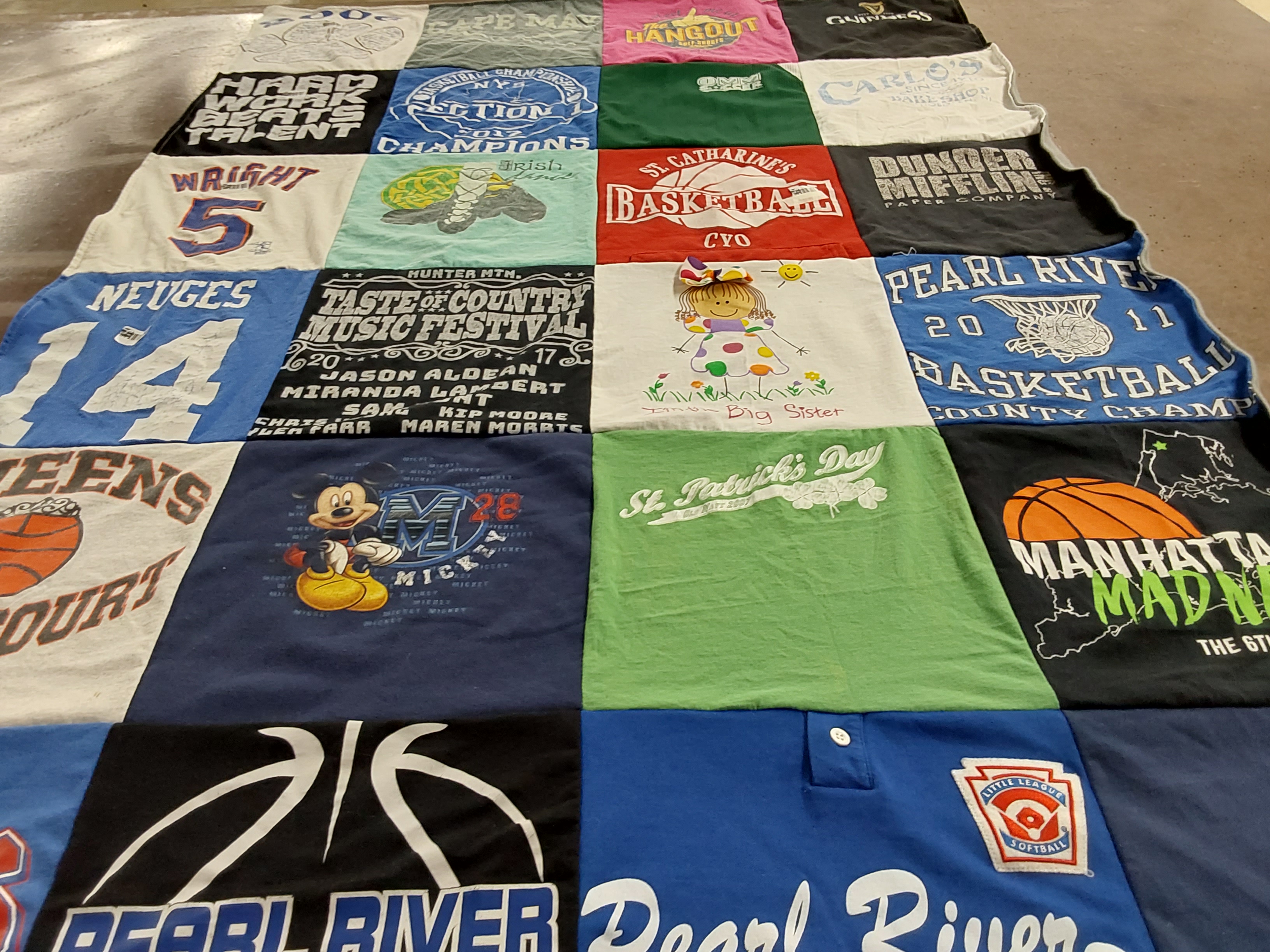 T-shirt quilt featuring pearl river, manhattan madness by JoAnn from NY