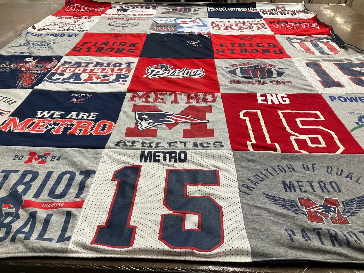 T-shirt quilt featuring patriot football by Cassy from OK