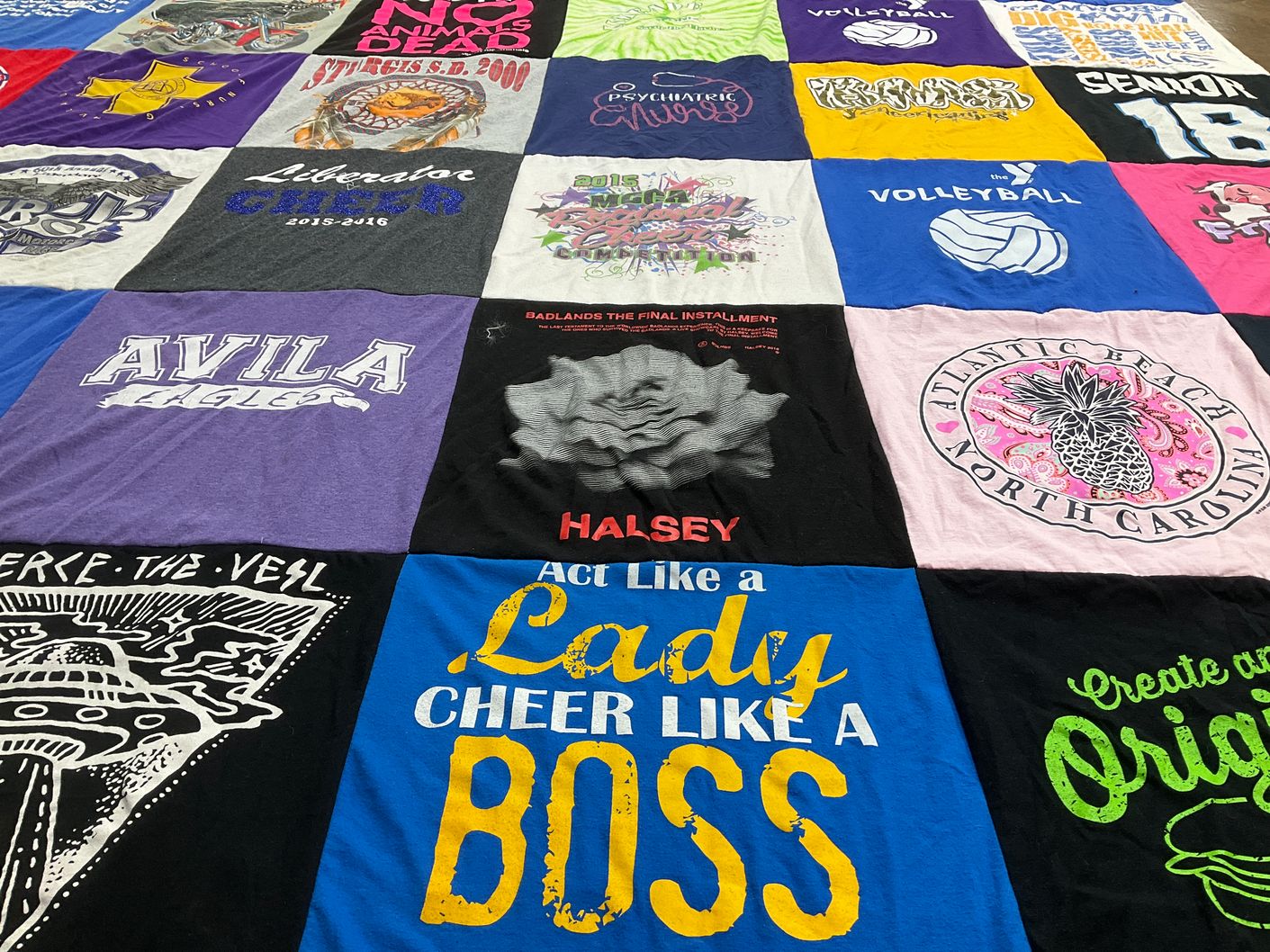 T-shirt quilt featuring avila eagles by Tara from MO