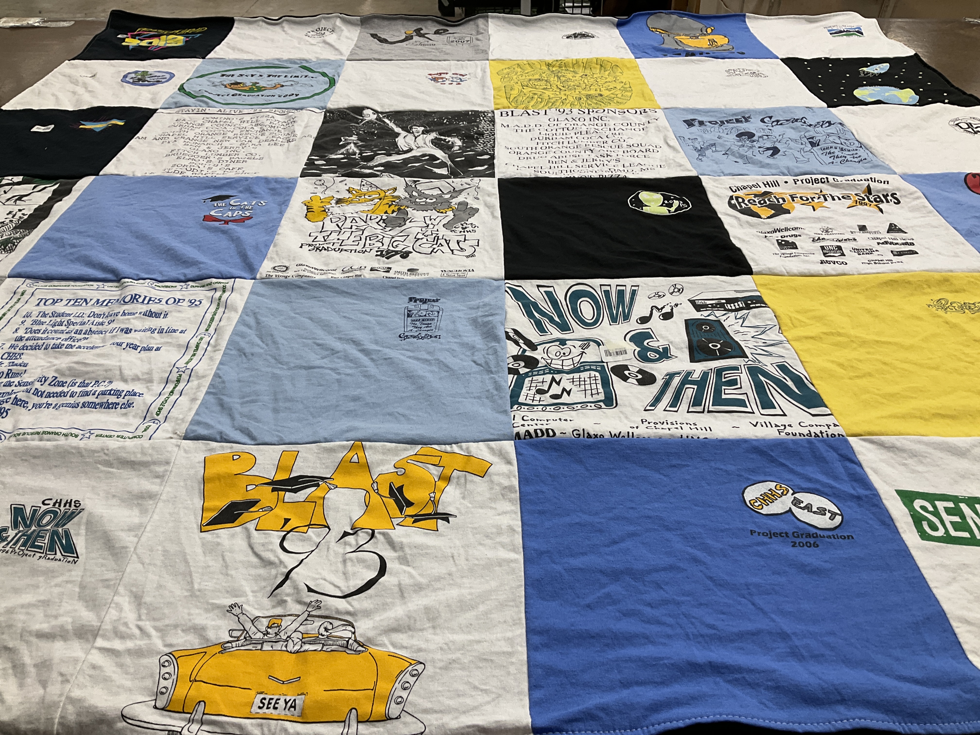 T-shirt quilt from chapel hill high school by Rebecca from NC