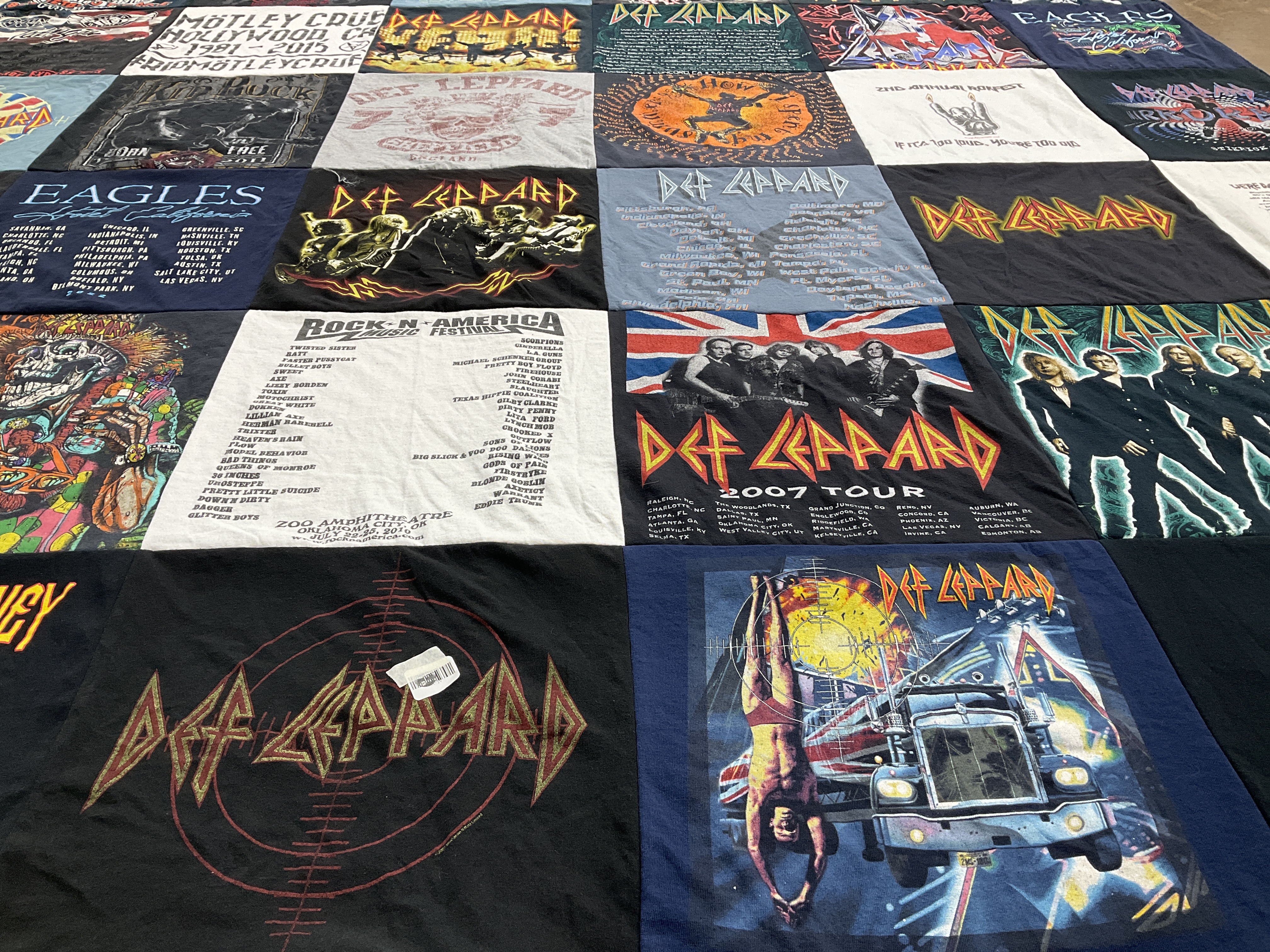 T-shirt quilt with rock music, concerts themes by Nelita from OK