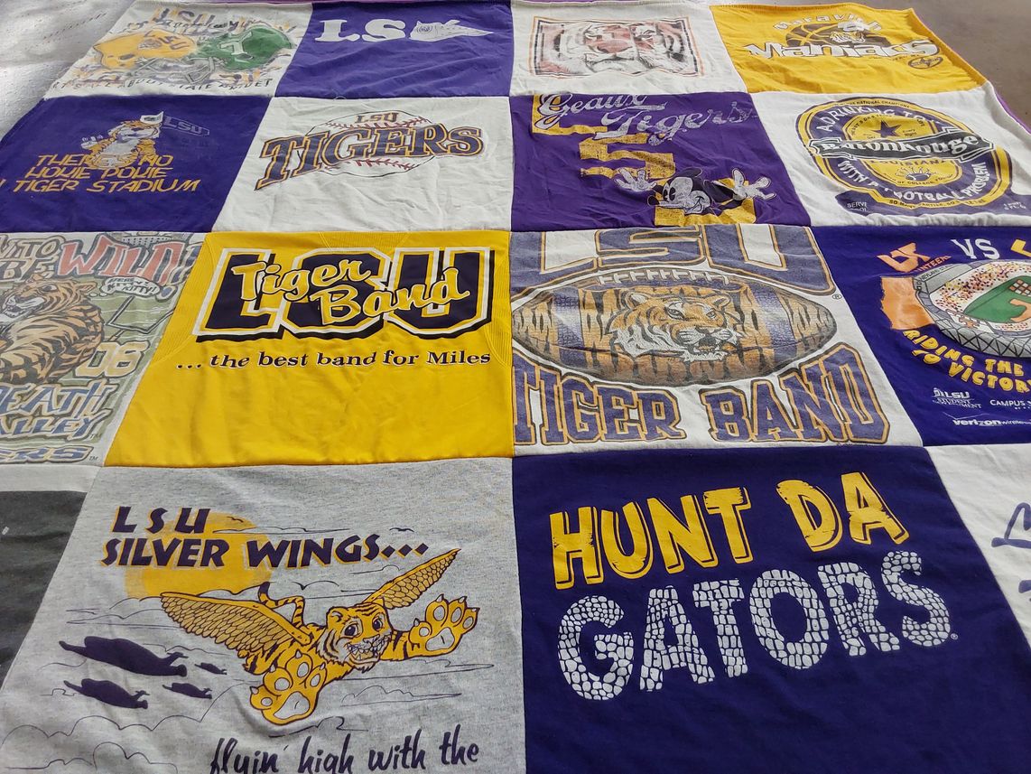 T-shirt quilt featuring louisiana state university tigers by Katie from FL
