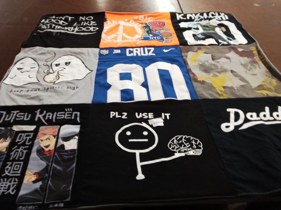 T-shirt quilt with anime, comics themes by Christina from NY