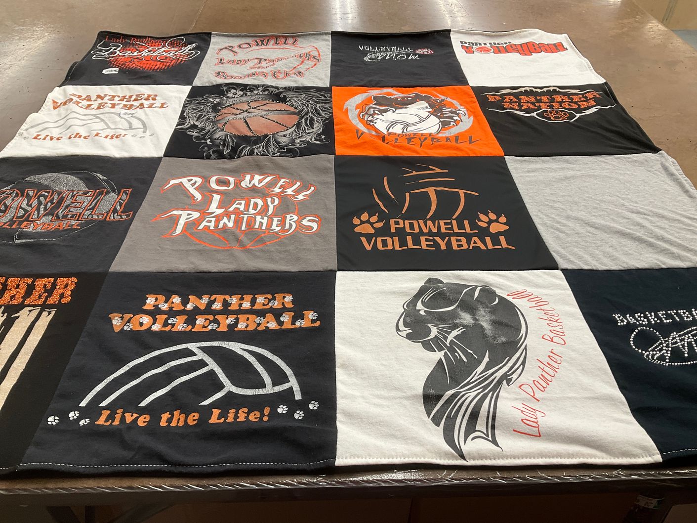 T-shirt quilt featuring powell lady panthers, panther volleyball by Janet from WY