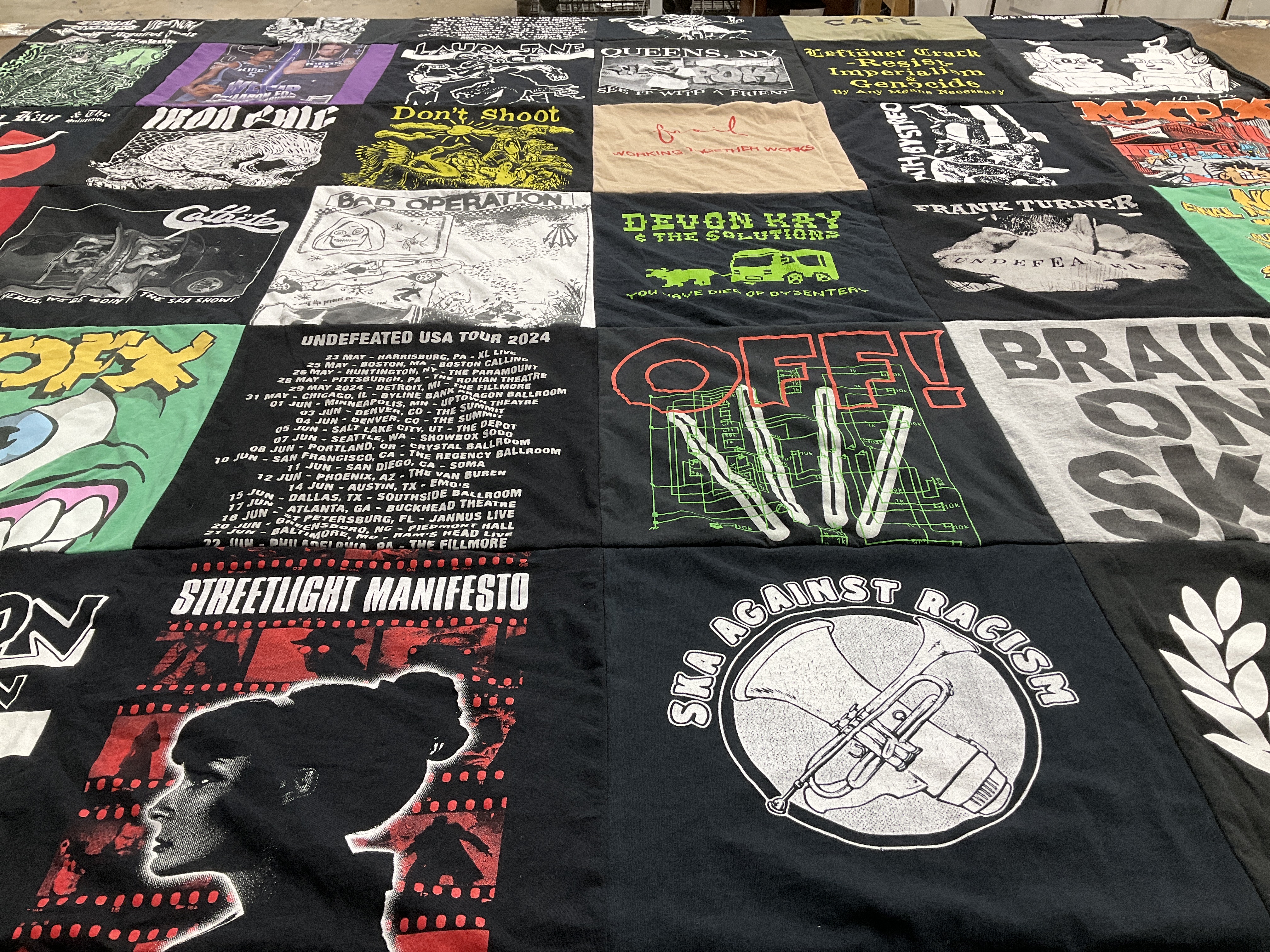 T-shirt quilt with music, punk themes by Jacob from NY