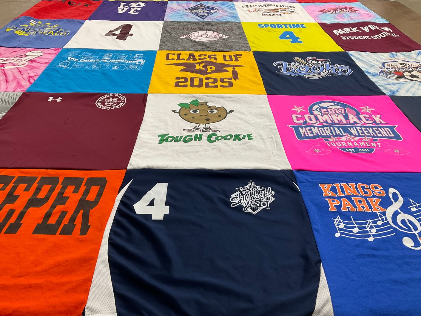T-shirt quilt featuring commack hooks by Erika from NY